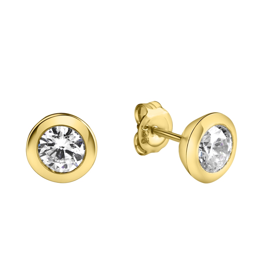 Celesta Ohrringe 925/- Sterling Silber Zirkonia weiß gelb vergoldet Weiss Damen