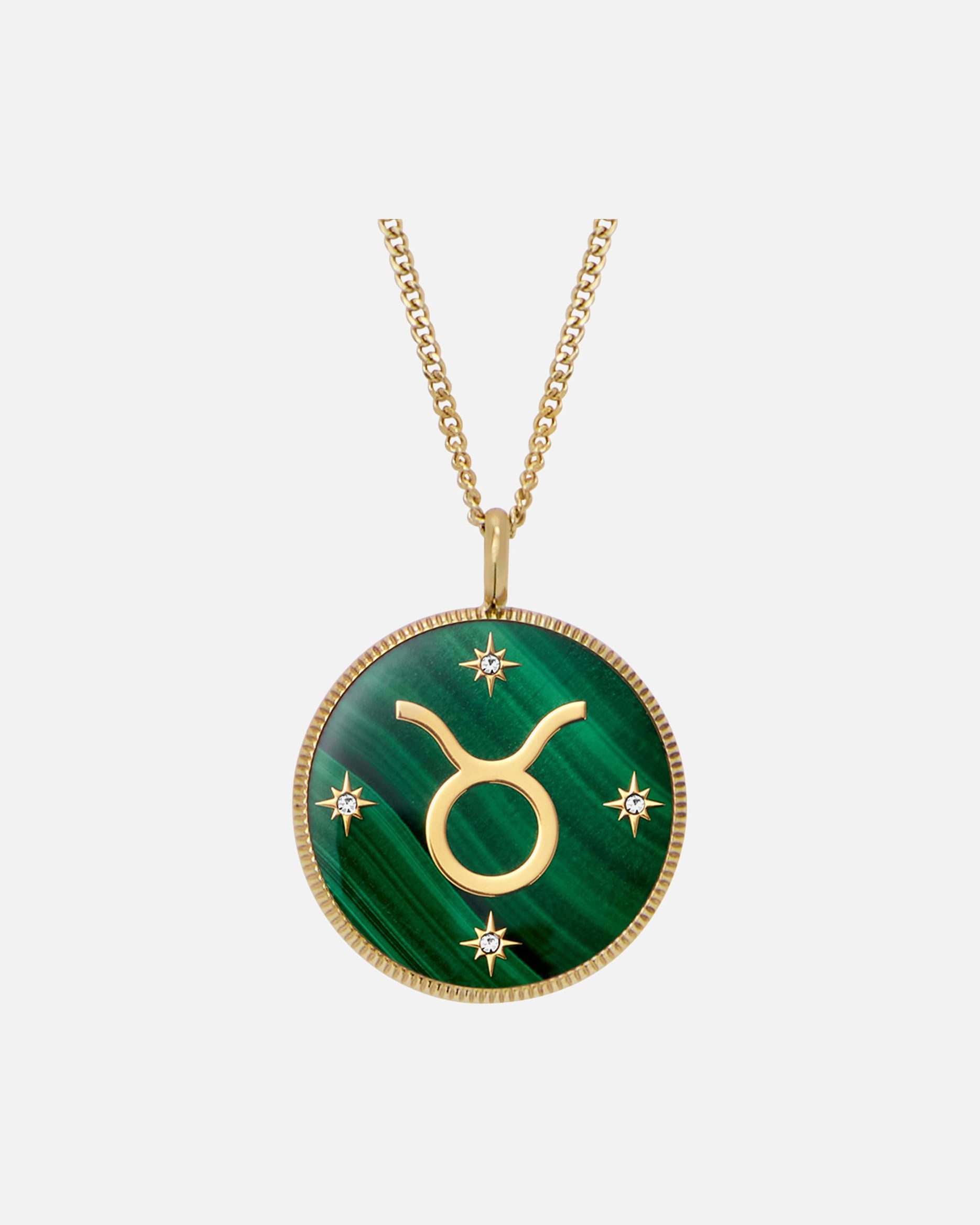 Halskette für Weiblich Fossil Kette Edelstahl gold, grün, Stier