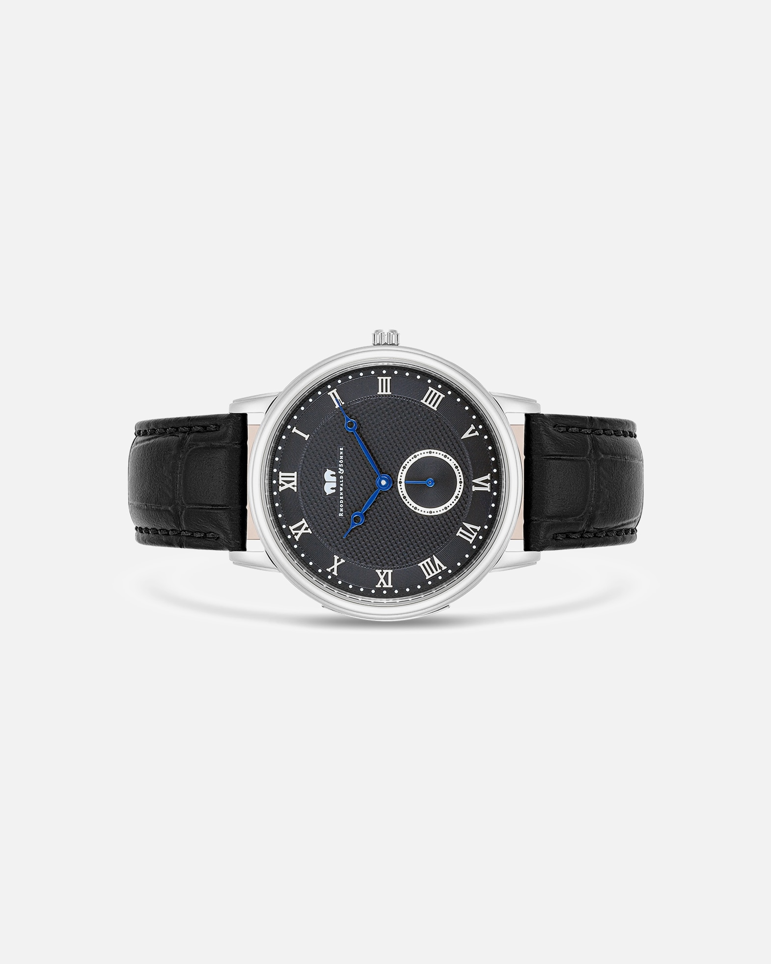 Uhr für Männlich Rhodenwald & Söhne Armband-Uhr Moonlight aus Echtleder in schwarz 40,0 mm