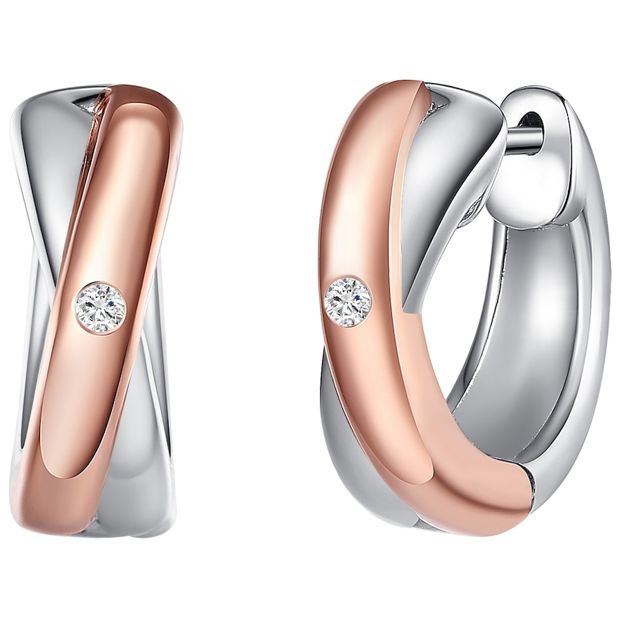 Rafaela Donata Diamant-Creolen Sterling Silber Diamant in Silber/Roségold 13,9 mm Damen