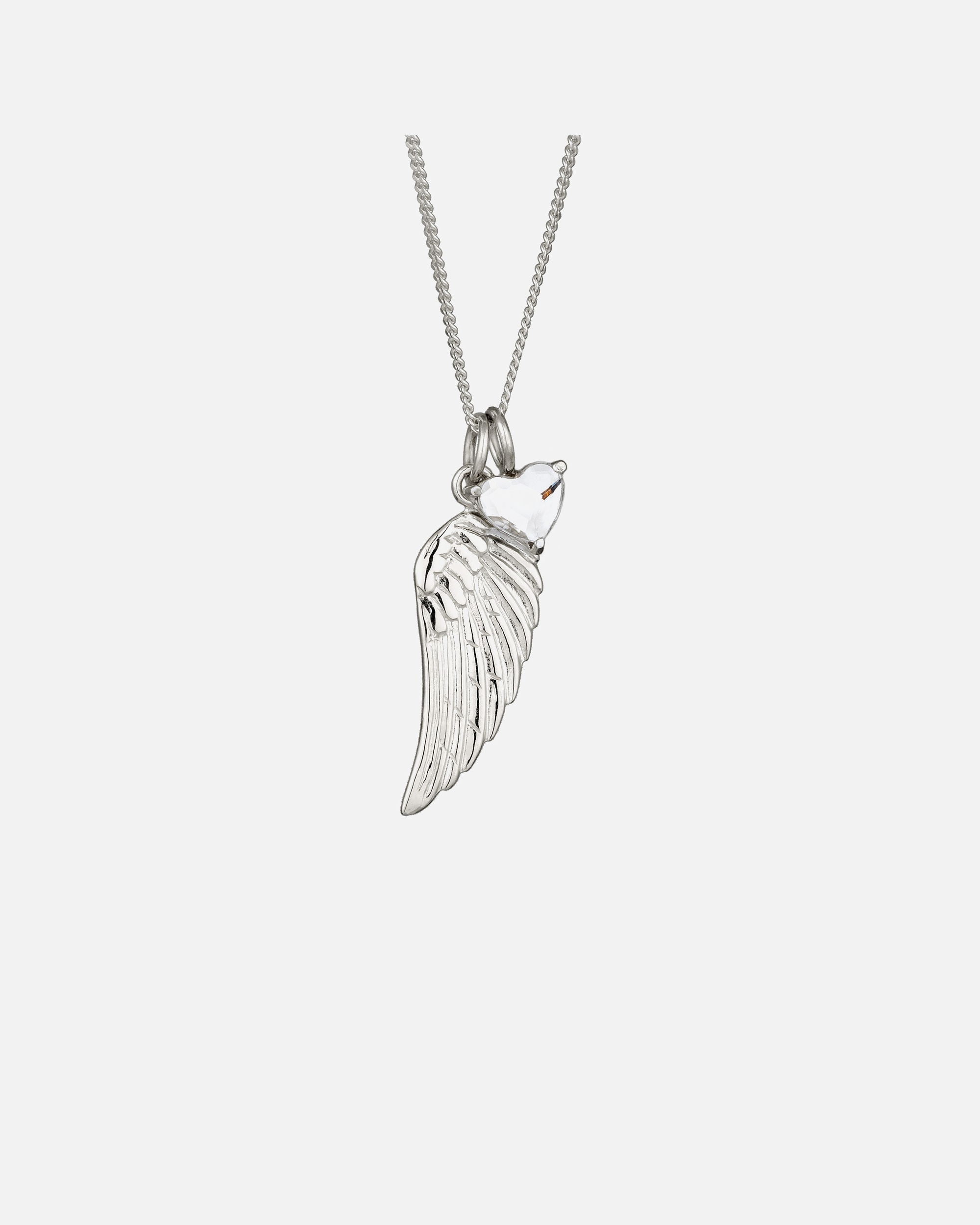 Halskette für Weiblich Elli Feder Herz Weiß 925 Sterling Silber, mit Kristallen von Swarovski® 45