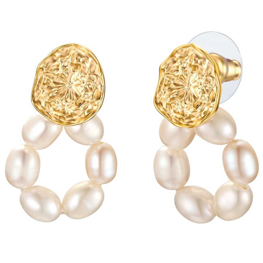 Yokoamii Ohrhänger Metall Süßwasser-Zuchtperle in Gelbgold 32,8 mm Damen