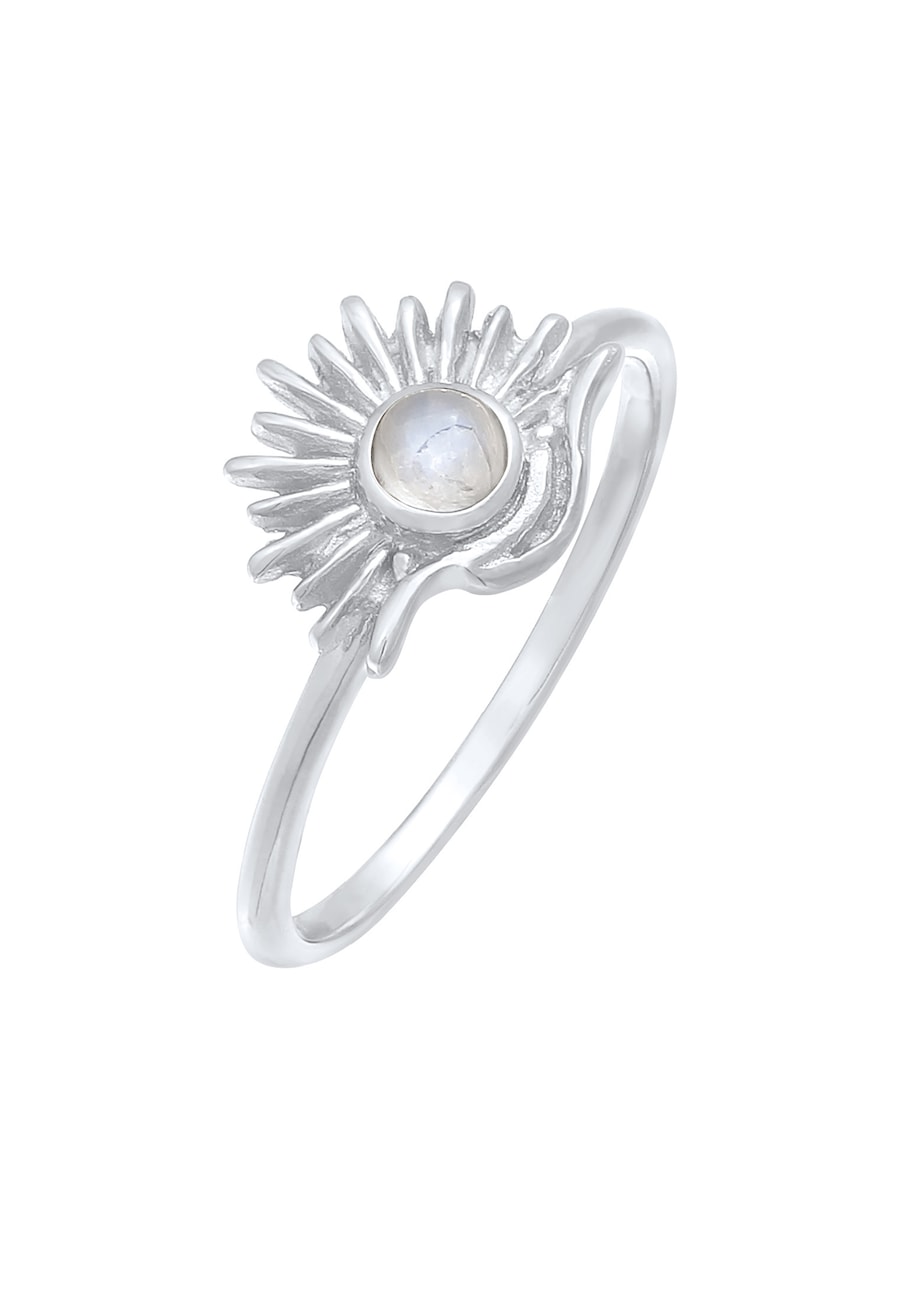 Elli Ring Mondstein Sonne Astro Boho Style 925 Silber 54 Damen