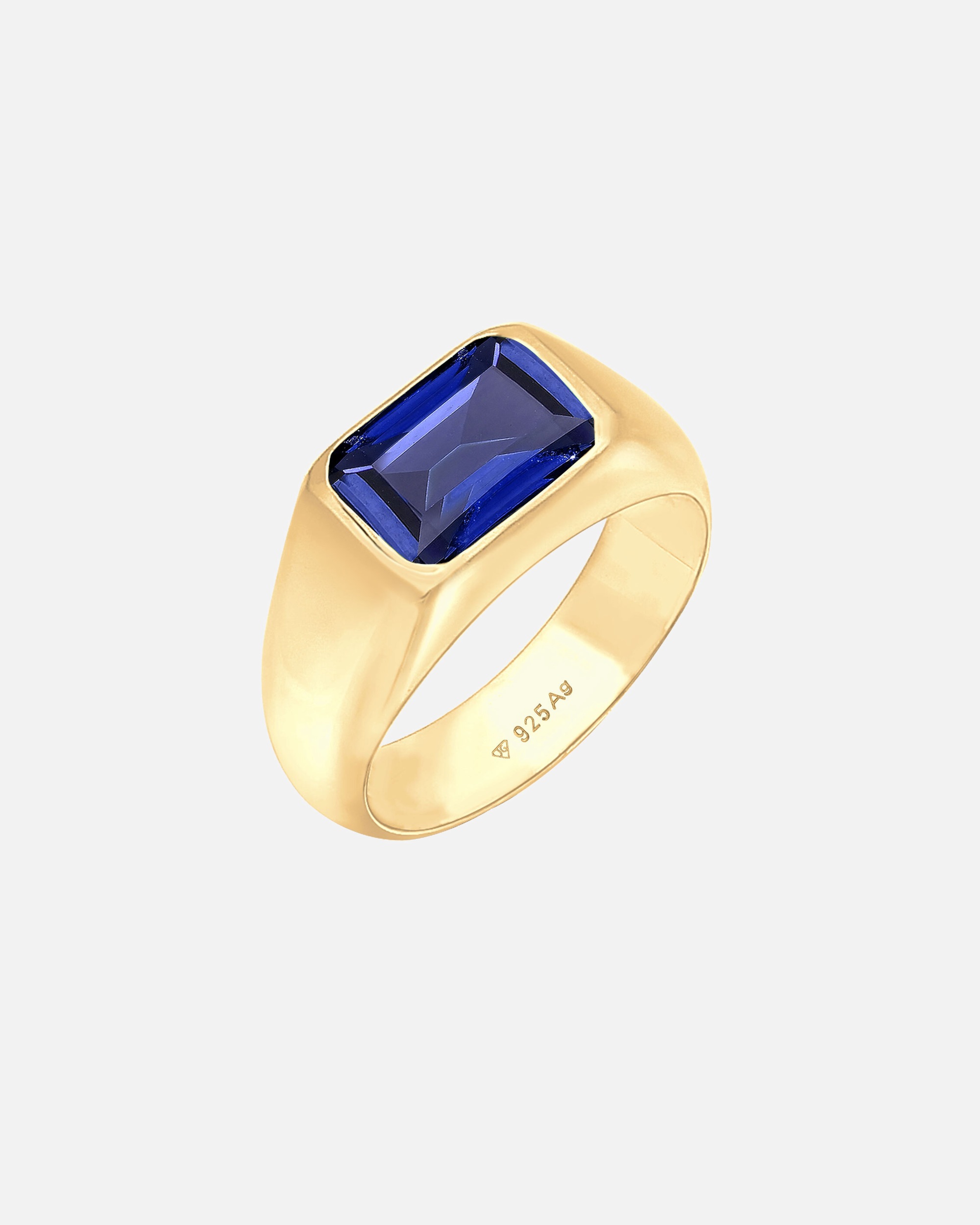 Ring für Weiblich Elli PREMIUM Siegelring Laborgezüchteter Saphir Dunkelblau 925 Sterling Silber 58