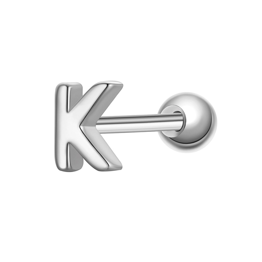 Glanzstücke München Piercing Buchstabe K aus Sterling Silber in silber 3,9 mm Damen