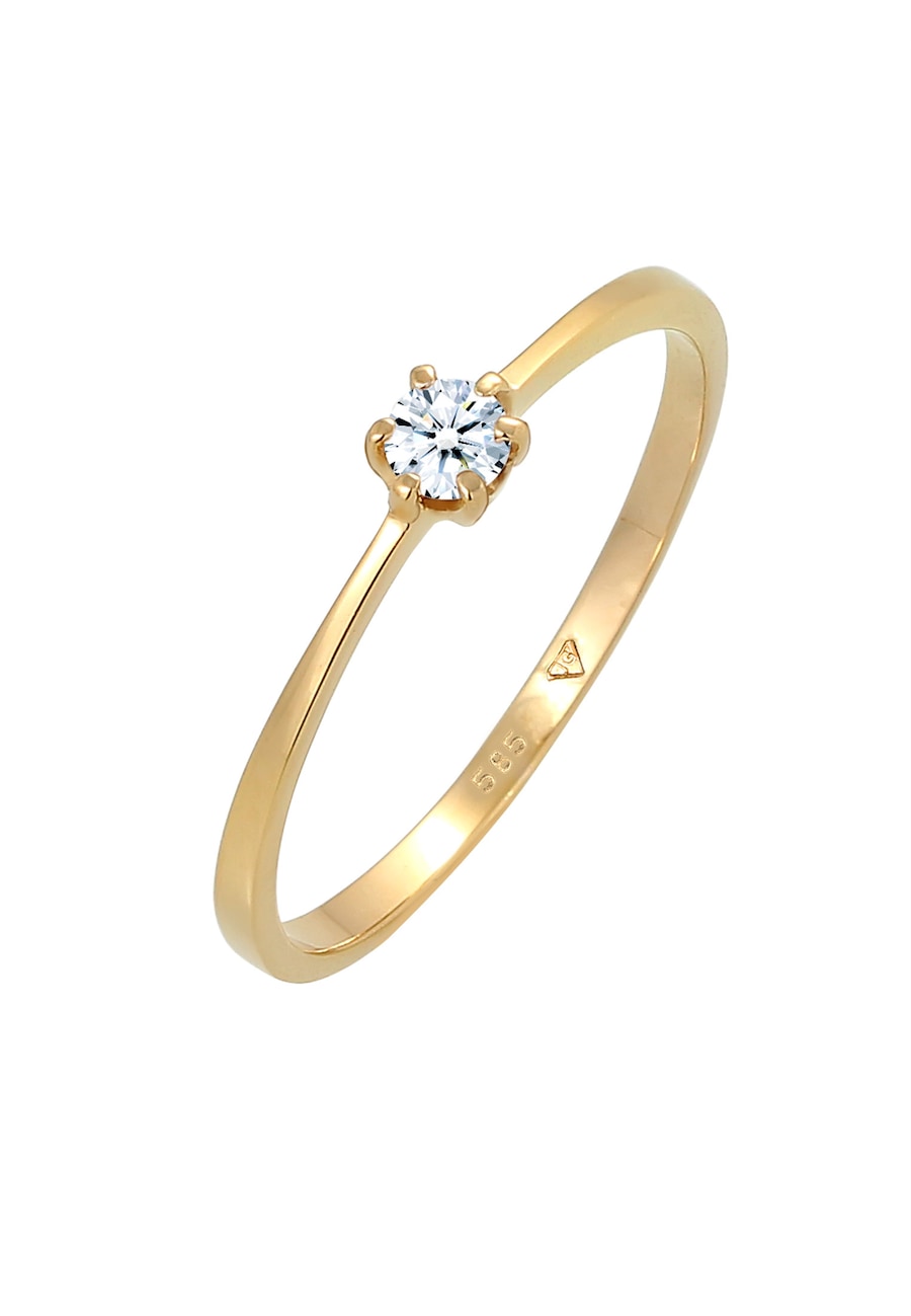 Elli DIAMONDS Solitär Verlobung Diamant 0.11 ct. 585 Gelbgold 58 Damen