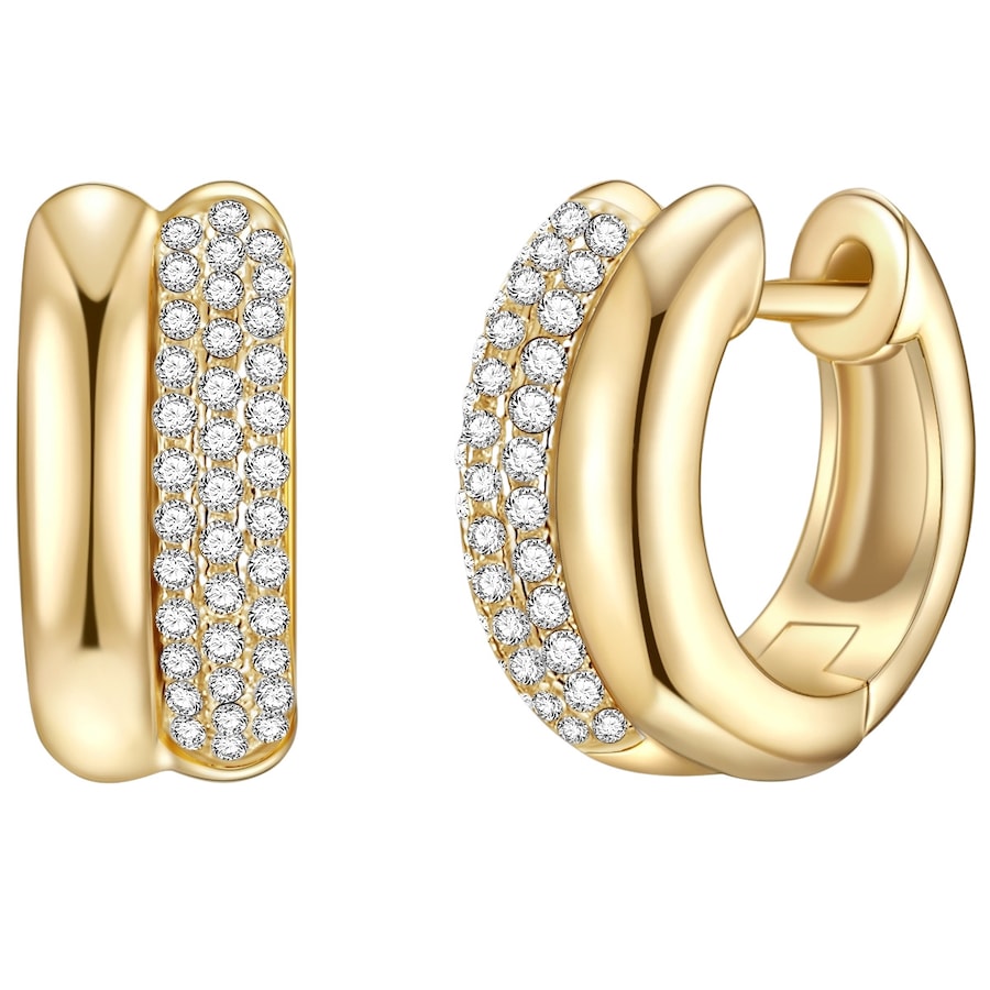 Lulu & Jane Creolen aus Sterling Silber in Gelbgold mit Zirkonia 11,3 mm Damen