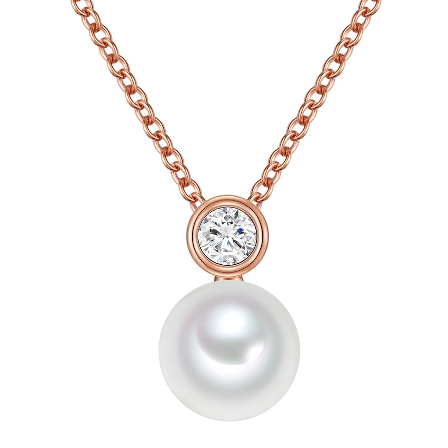 Valero Pearls Kette mit Anhänger Rosévergoldet Süßwasser-Zuchtperlen weiß 42,0 cm Basiskette + 7,0 Verlängerung Damen