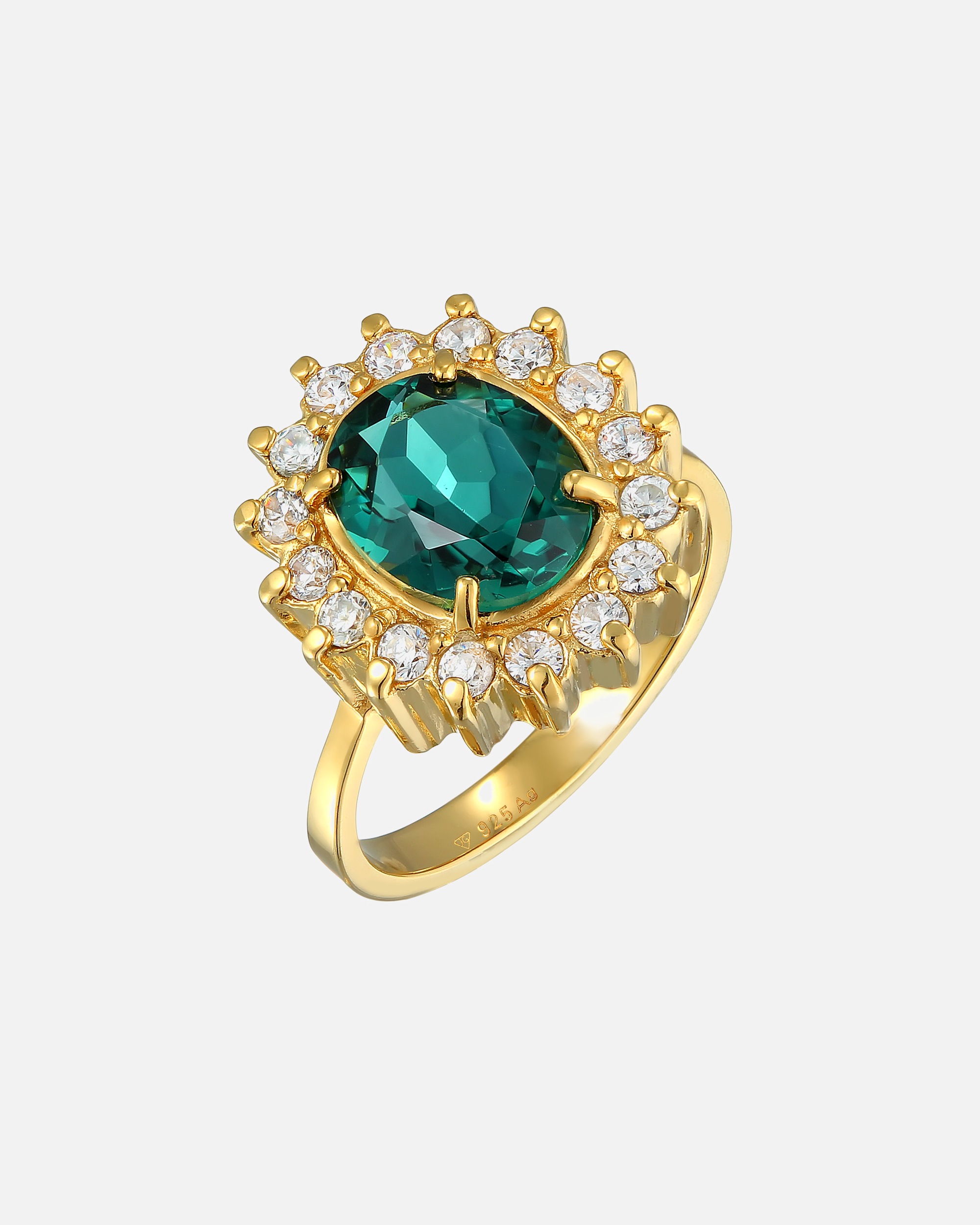 Ring für Weiblich Elli PREMIUM Cocktailring Quarz Grün Royal Zirkonia 925 Silber 52