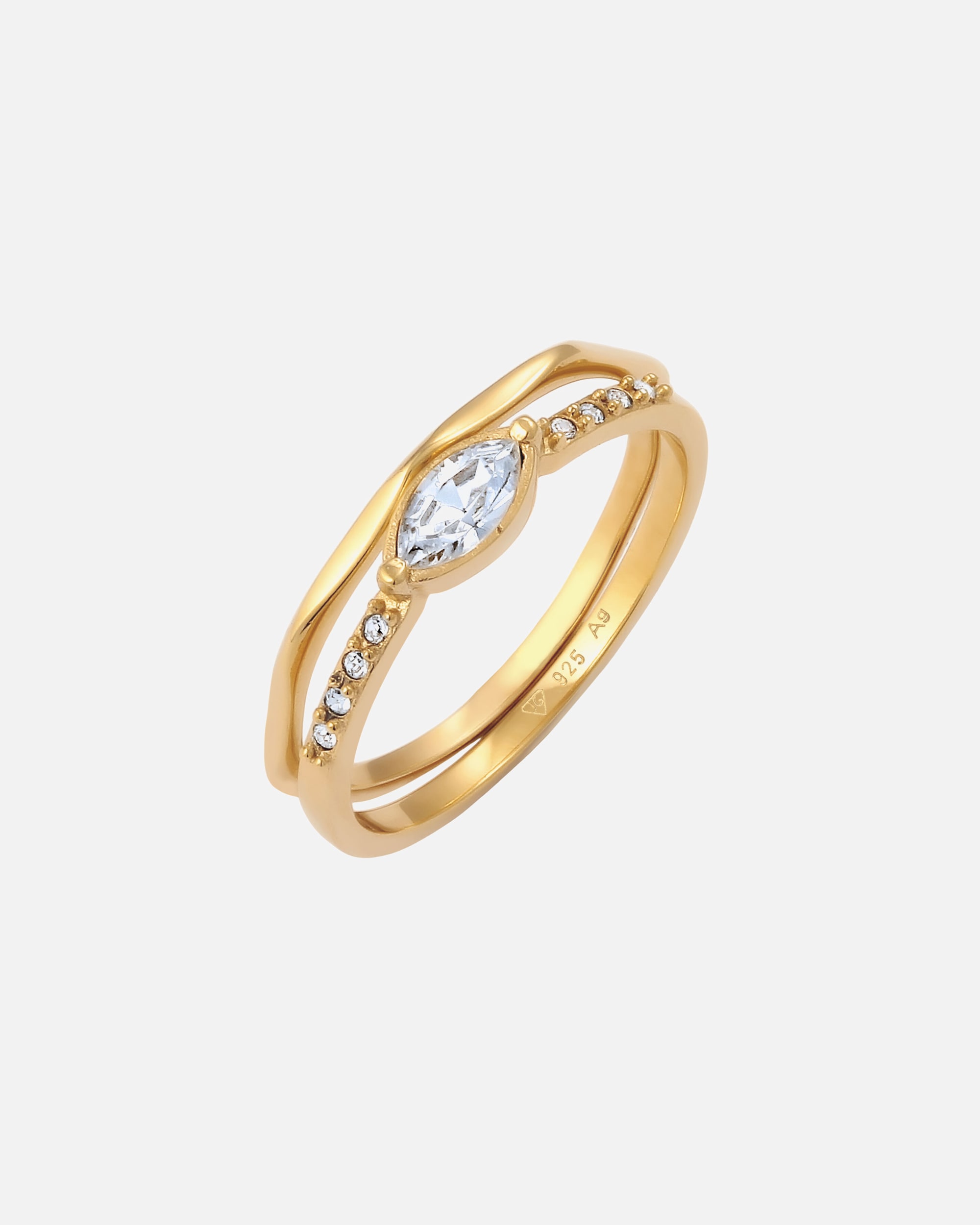 Ring für Weiblich Elli Set Weiß 925 Sterling Silber, mit Kristallen von Swarovski® 56