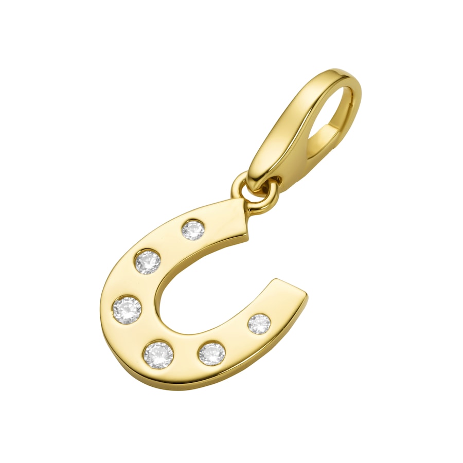 Giorgio Martello Milano Charm Hufeisen mit Zirkonia, Silber 925 Gold Damen