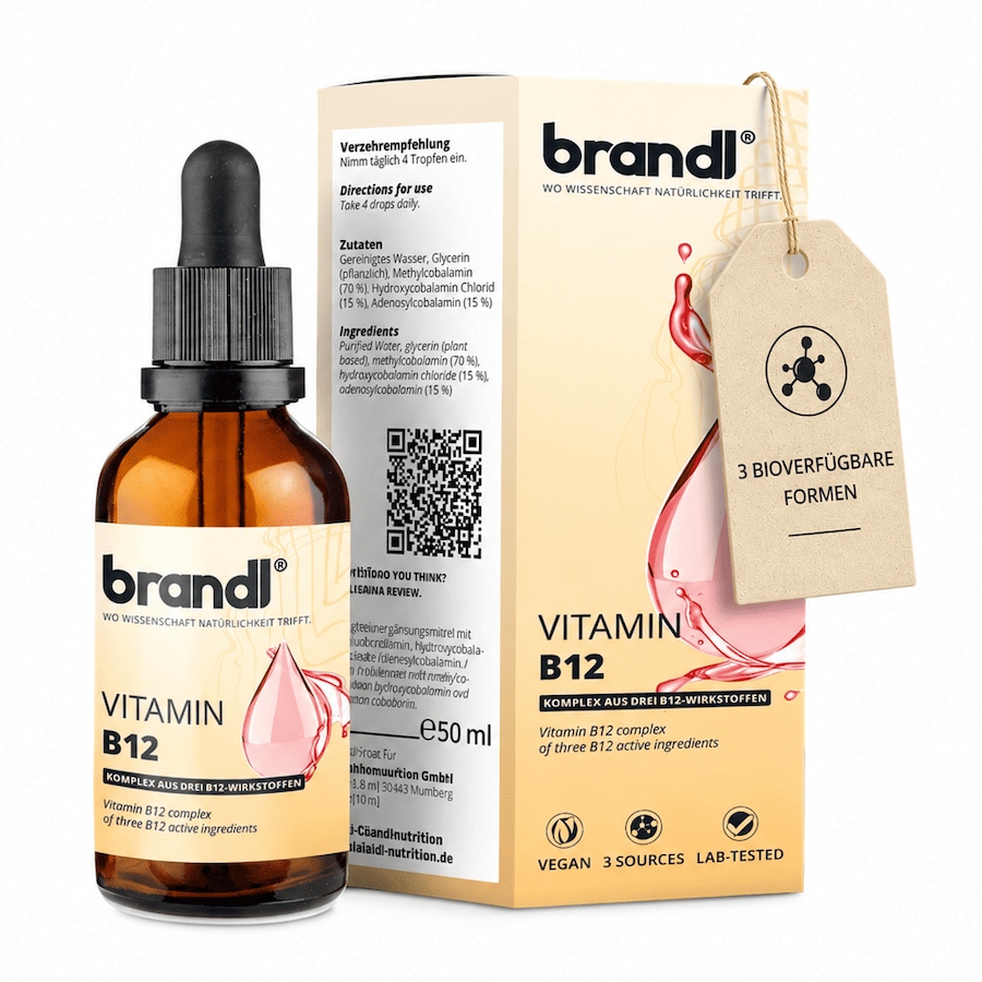 Brandl Nutrition B12 Vitamin Tropfen aus 3 Aktivformen 100 ml