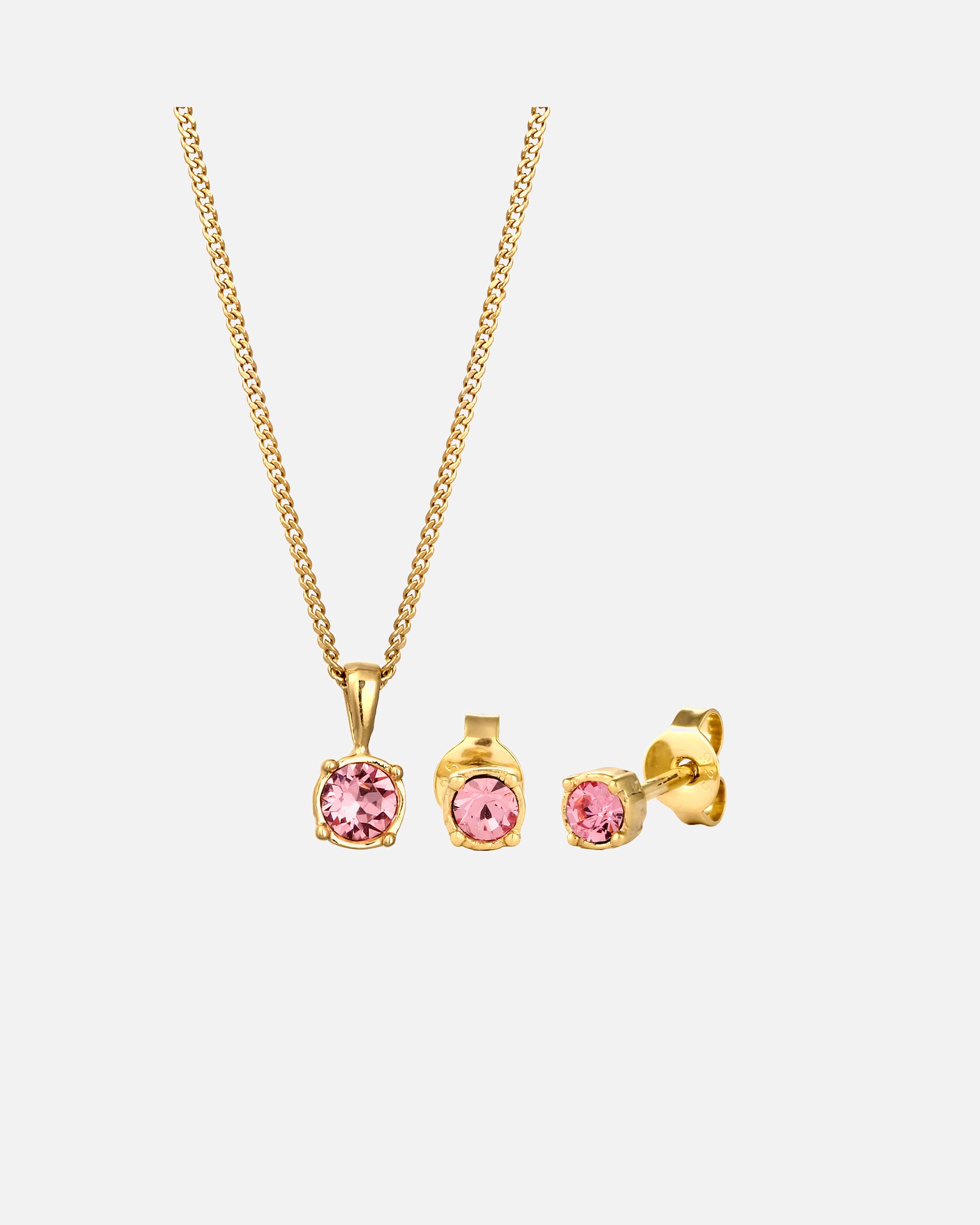 Schmuckset für Weiblich Elli Schmuckset Glas Kristalle Rose 925 Sterling Silber golfarben