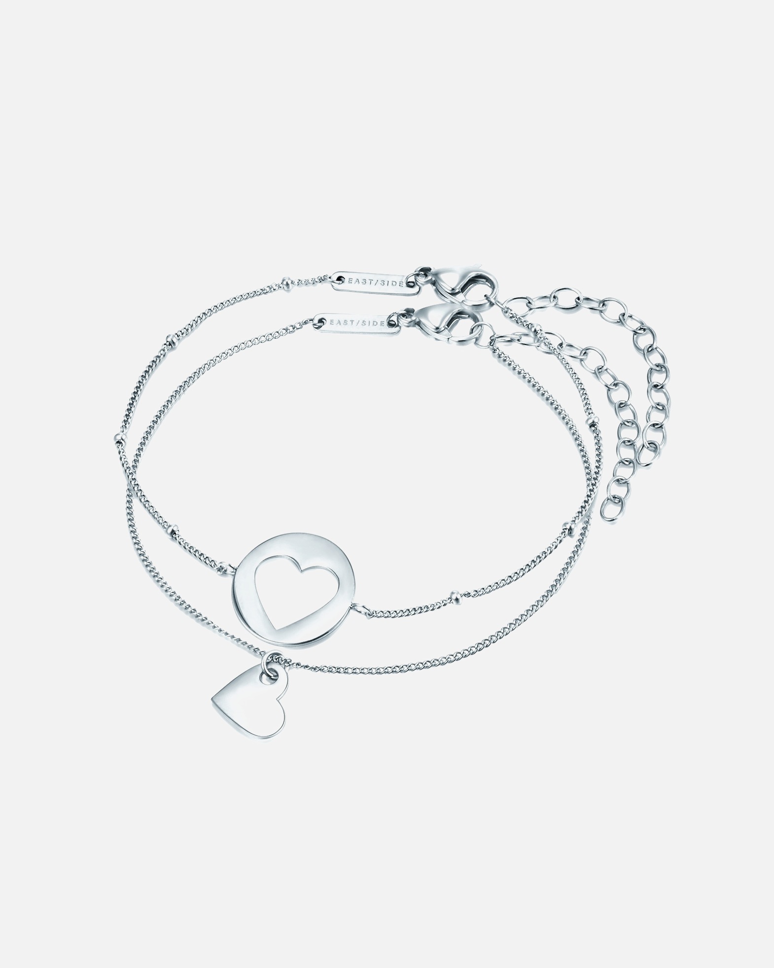 Armband für Weiblich Eastside Armband Herz Edelstahl in Silber 17,0 cm Basislänge + 4,0 cm Verlängerung