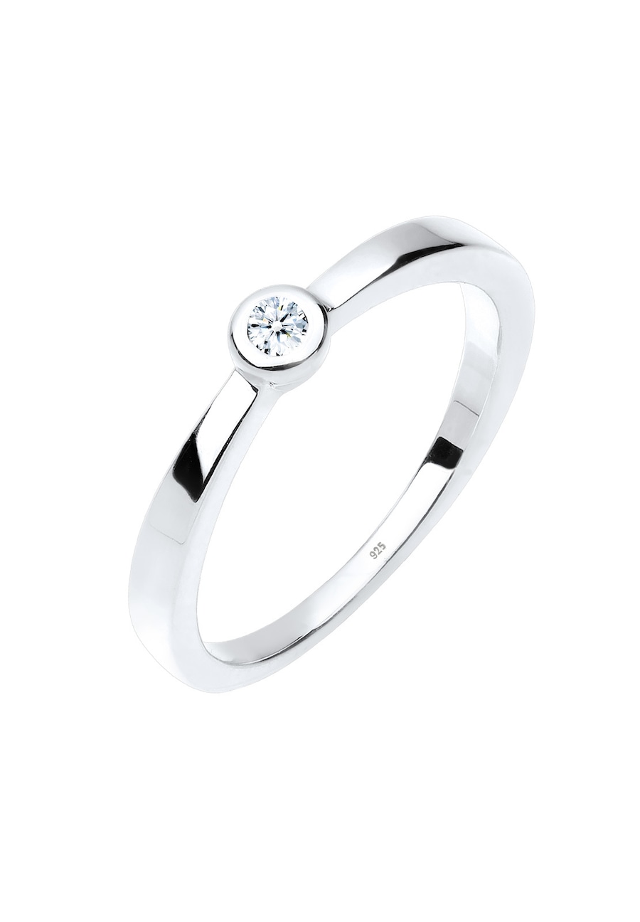 Elli DIAMONDS Klassischer Solitär Diamant 0.03 ct. 925 Silber 52 Damen