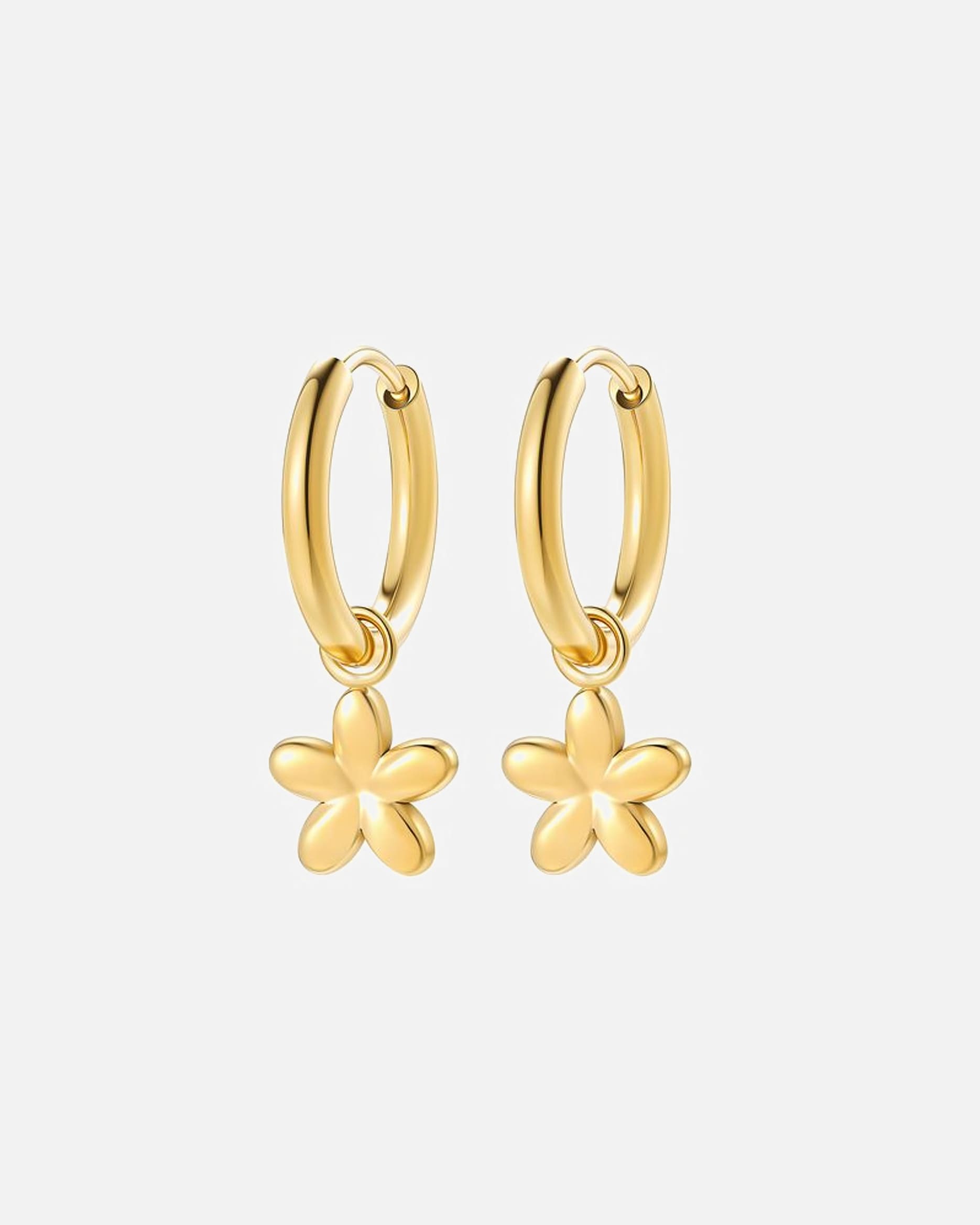 Ohrringe für Weiblich Hey Happiness Default Brand Line Daisy Creolen – Blumen Ohrringe – Edelstahl, wasserfest Gold