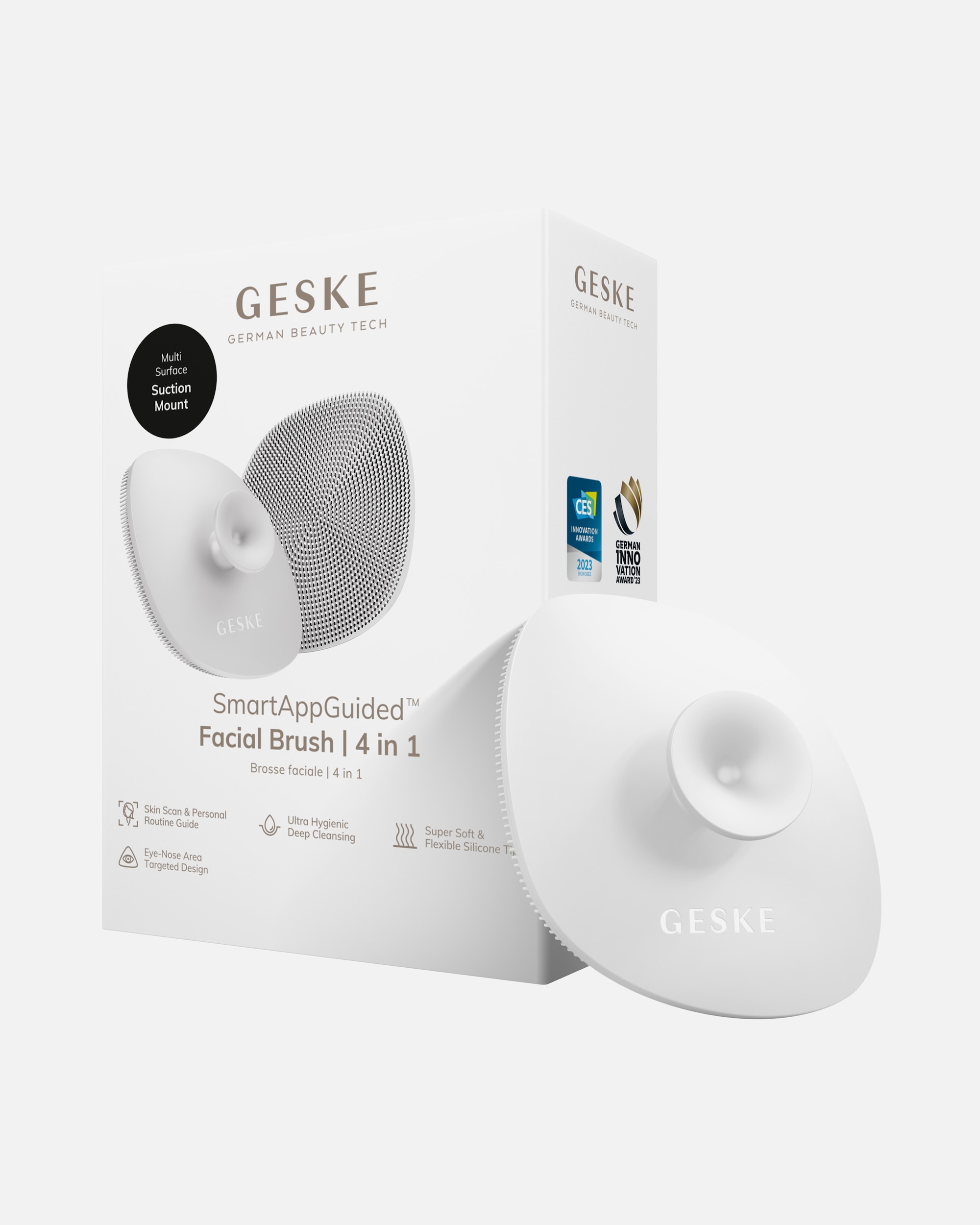 Elektrische Gesichtsreinigungsbürste für Unisex GESKE SmartAppGuided™ Facial Brush | 4 in 1 White