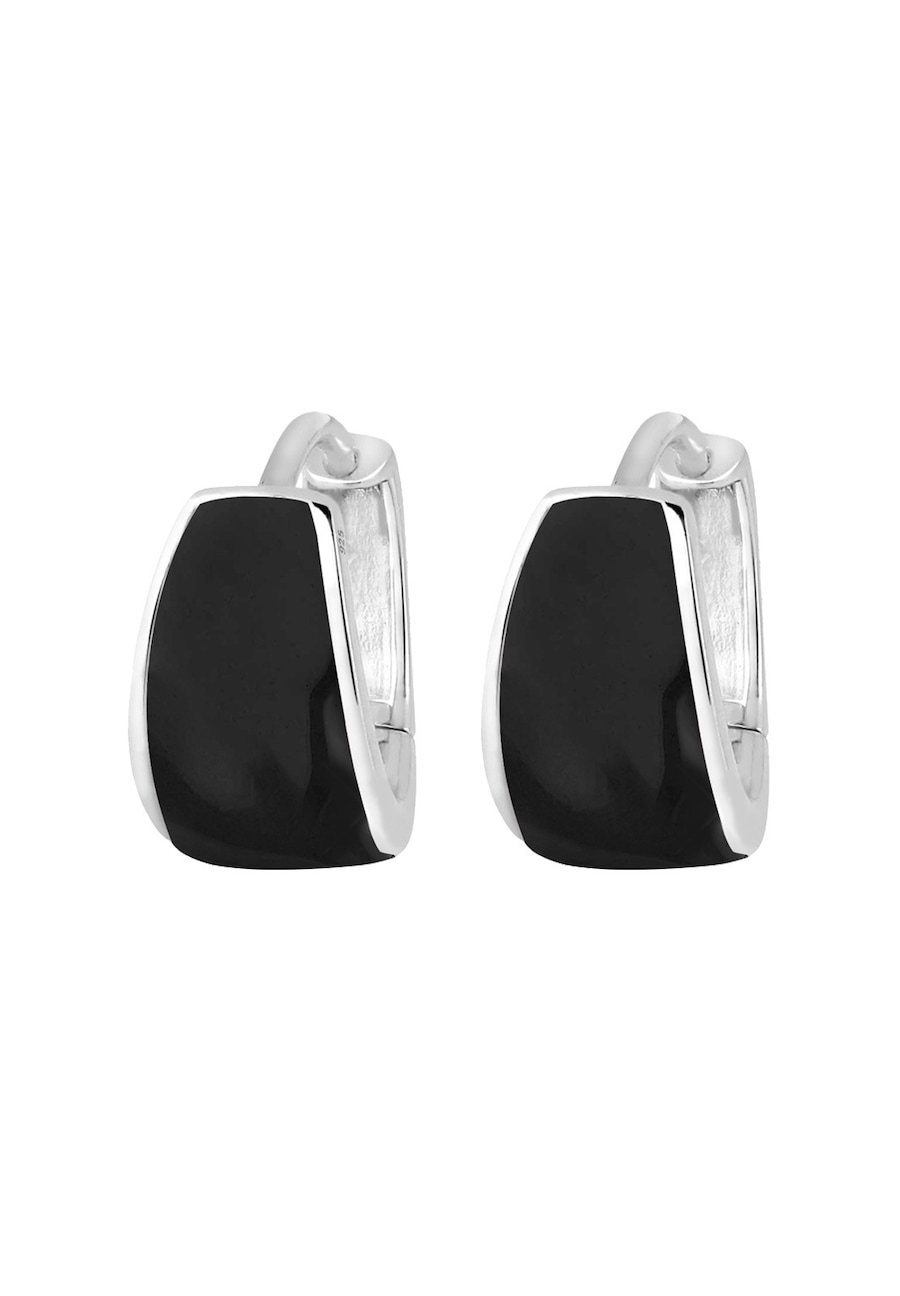 Elli Creolen Emaille Basic Zeitlos 925 Silber Schwarz Damen