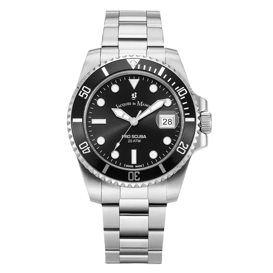 Jacques du Manoir Du Pro Scuba 43 Black Men's Watch JWG02801 Silber Herren