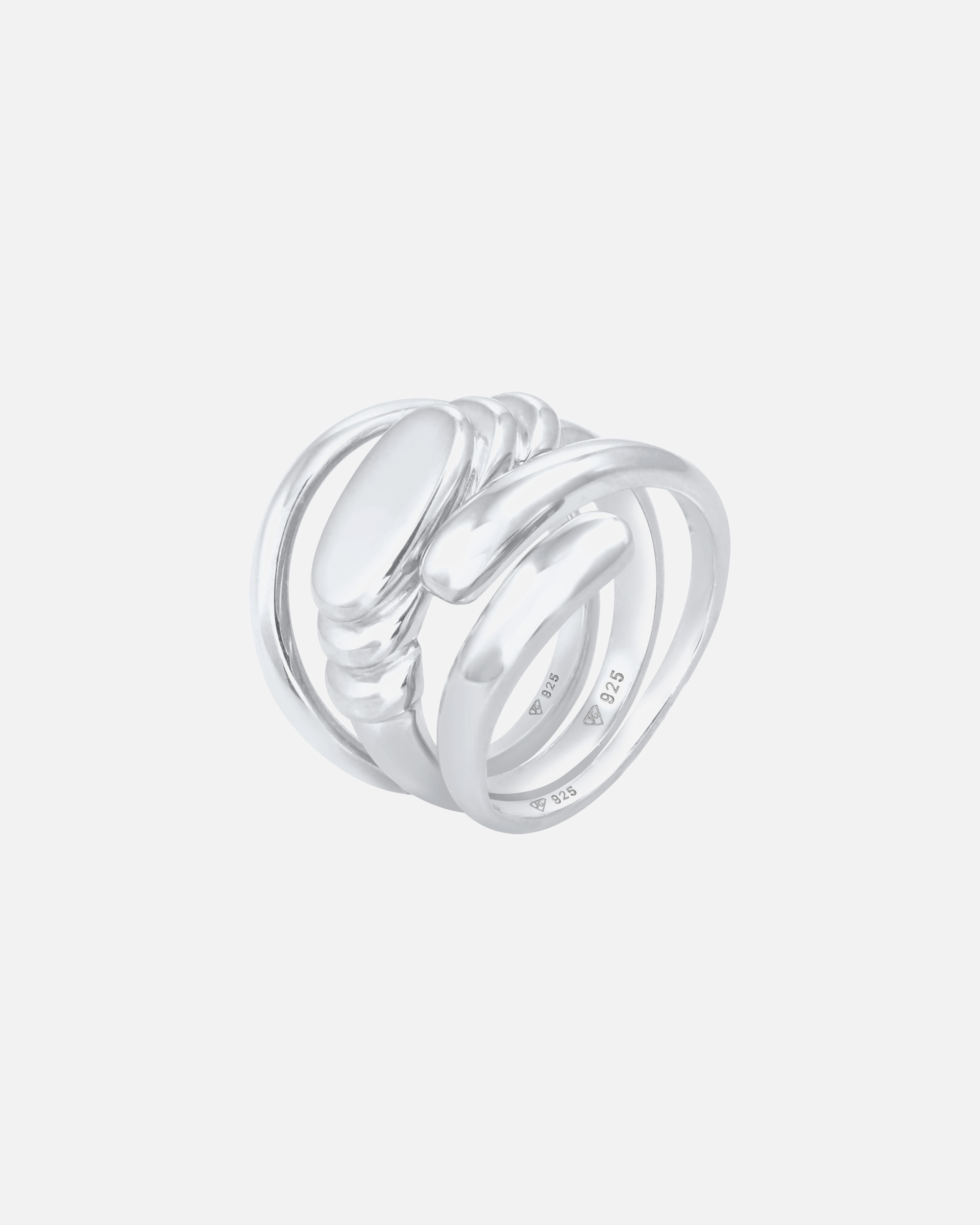 Ring für Weiblich Elli PREMIUM Bandring Siegelring Wickelring Trio Set 925 Silber 56