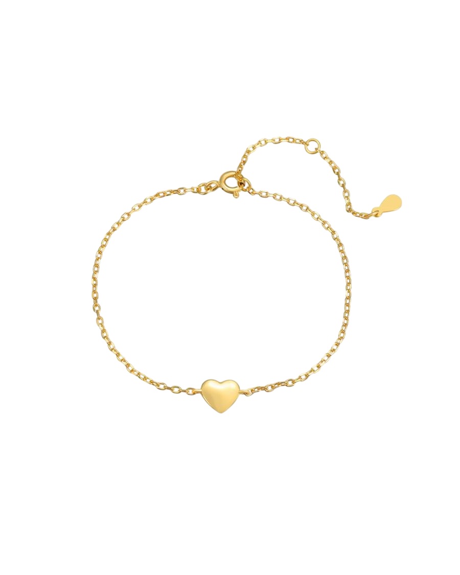 Hey Happiness Zartes Herzarmband – 925er Silber Gold Hellbraun Damen
