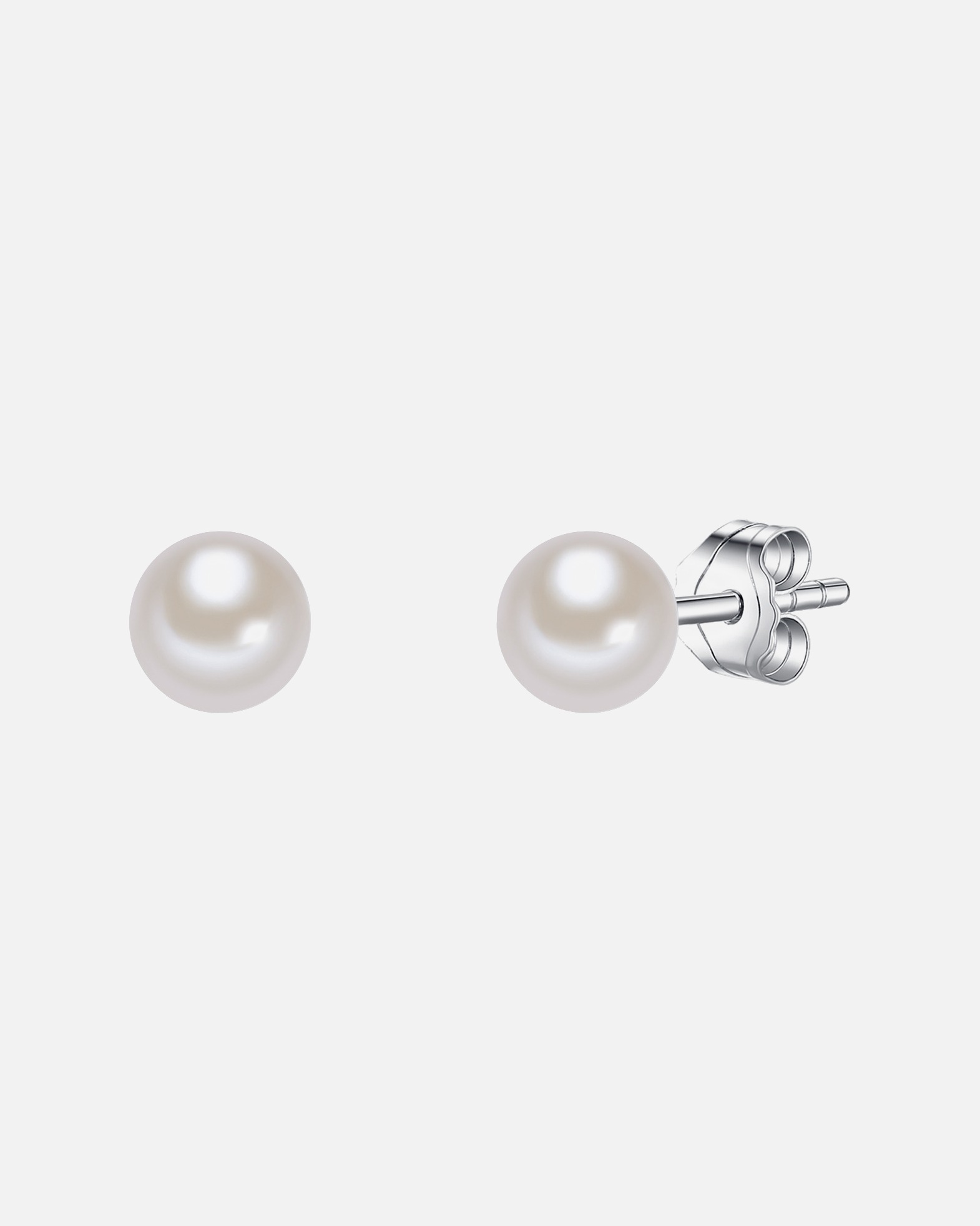 Ohrringe für Weiblich Valero Pearls Perlen-Ohrstecker Sterling Silber Süßwasser-Zuchtperle in Silber 4,5 mm