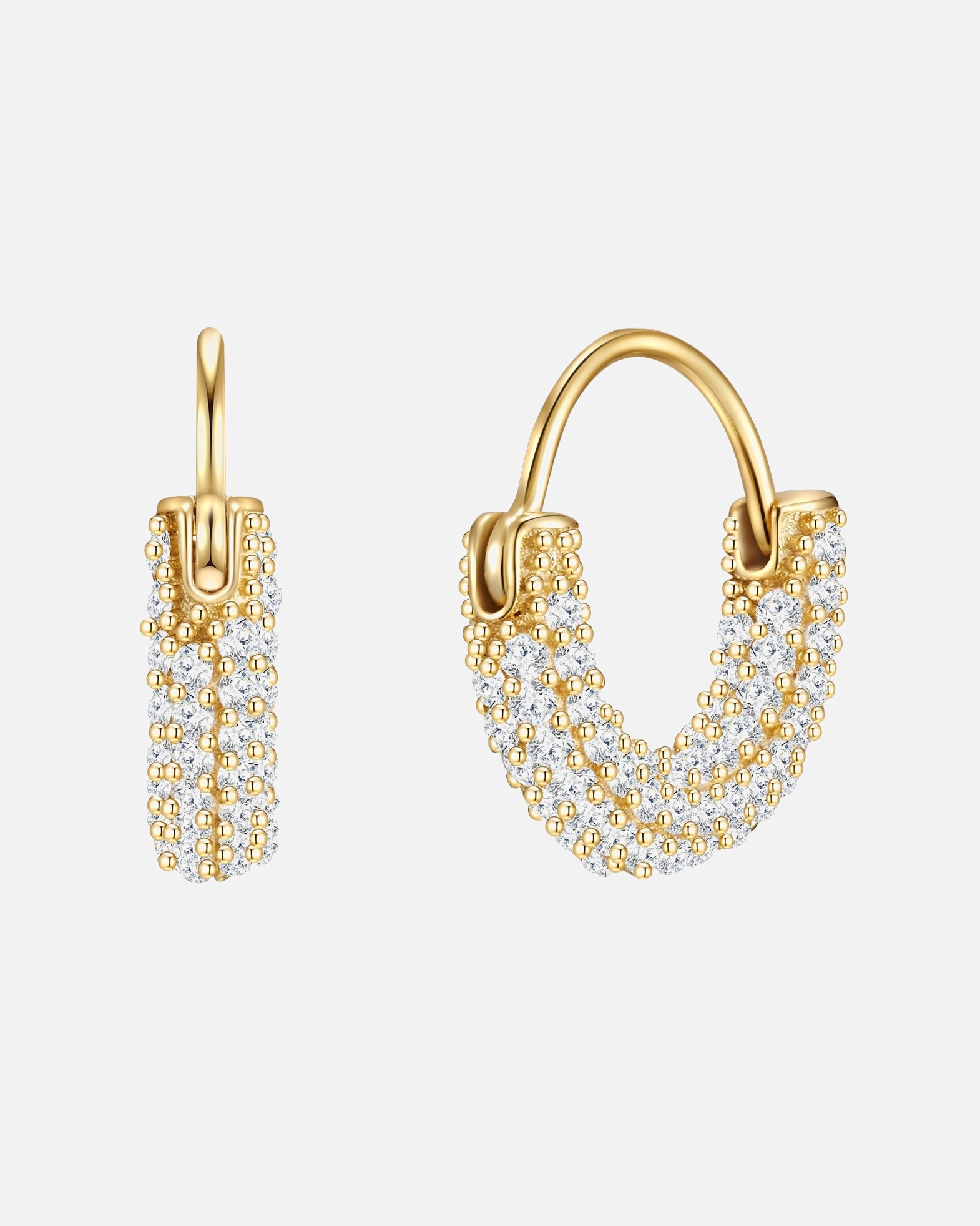 Creolen für Weiblich Glanzstücke München Creolen Sterling Silber Zirkonia in Gelbgold 14,6 mm