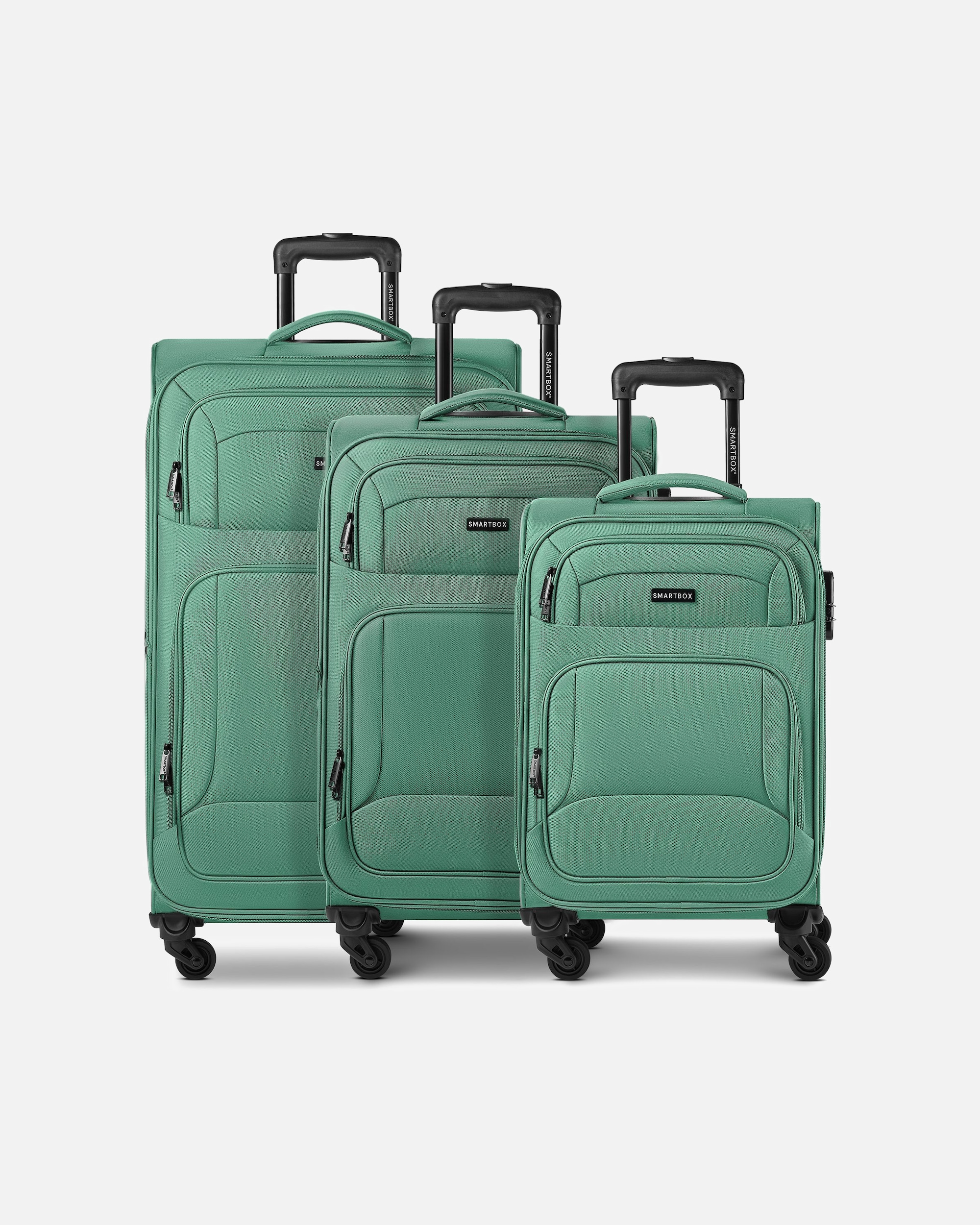 Koffer für Männlich Smartbox Default Brand Line Edition 04 4 Rollen Kofferset 3-teilig mit Dehnfalte eukalyptus