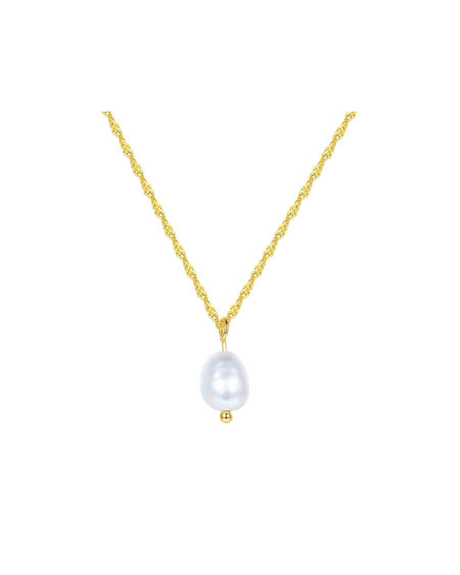 Hey Happiness Kette mit Perle Anhänger aus 925 Sterlingsilber Gold Damen