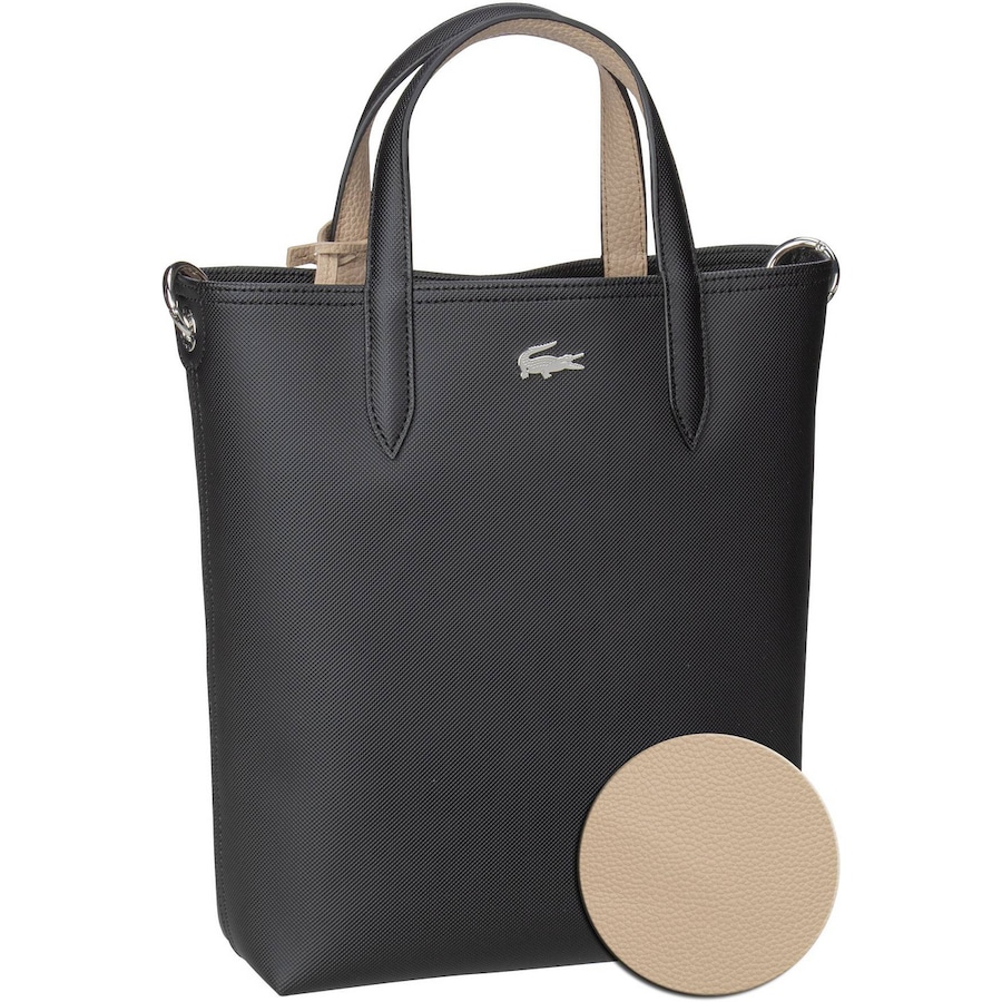 Lacoste Handtasche Anna Vertical Shopping Bag 2991 Black/Warm Sand Schwarz Damen
