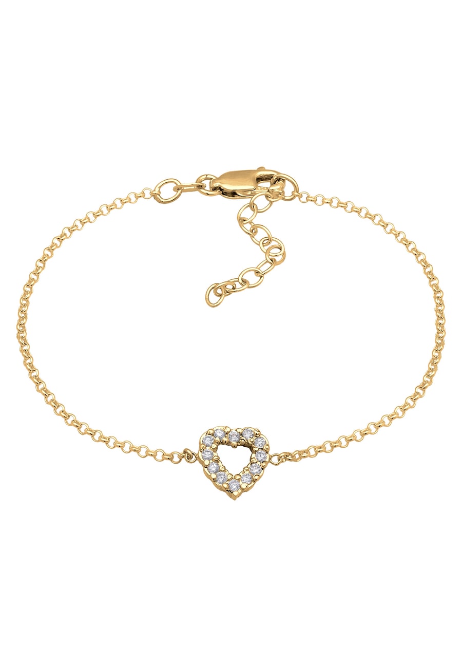 Elli DIAMONDS Herz Lab Grown Diamanten (0.18 ct) 925 Silber goldfarben Damen