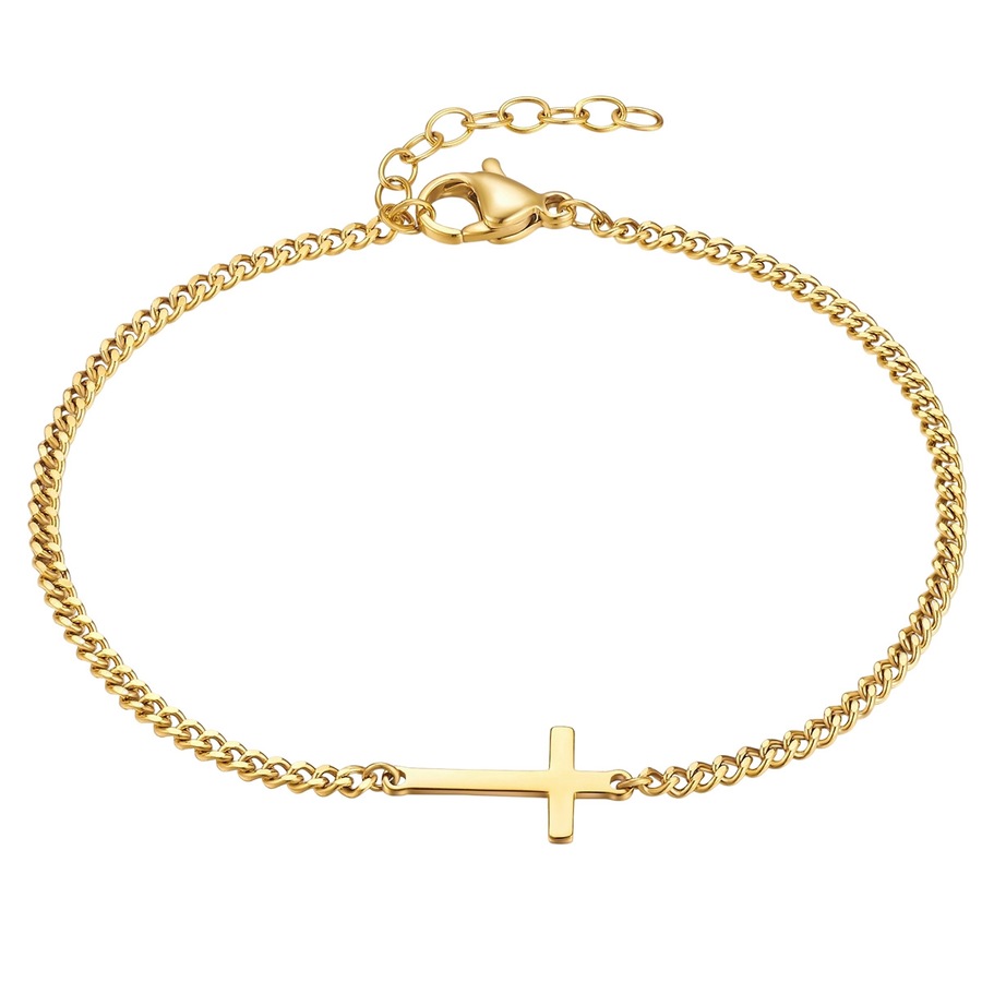 True Rebels Kreuz aus Edelstahl in gelbgold 18,0 cm Basislänge + 3,0 Verlängerung Herren