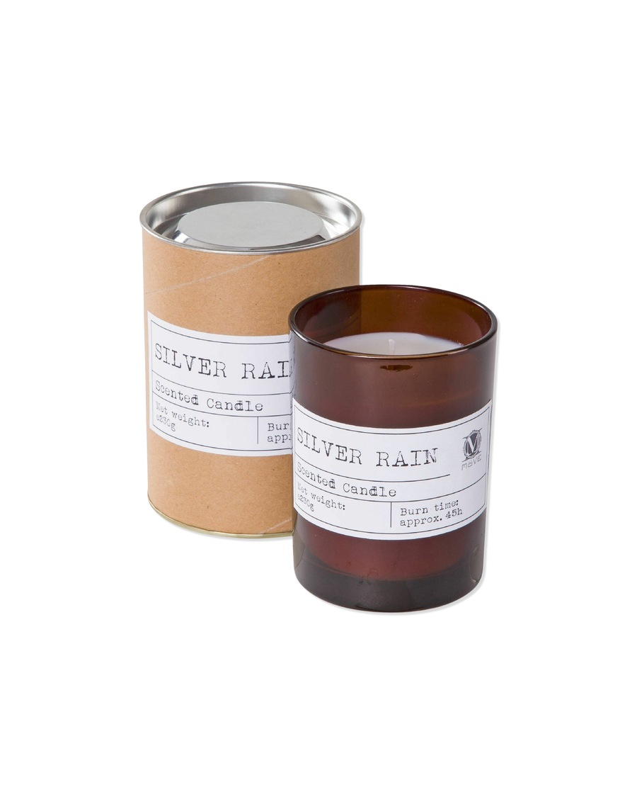 Möve Duftkerze Apothecary 8x8x13 cm , Glas silver rain 230 g Silber