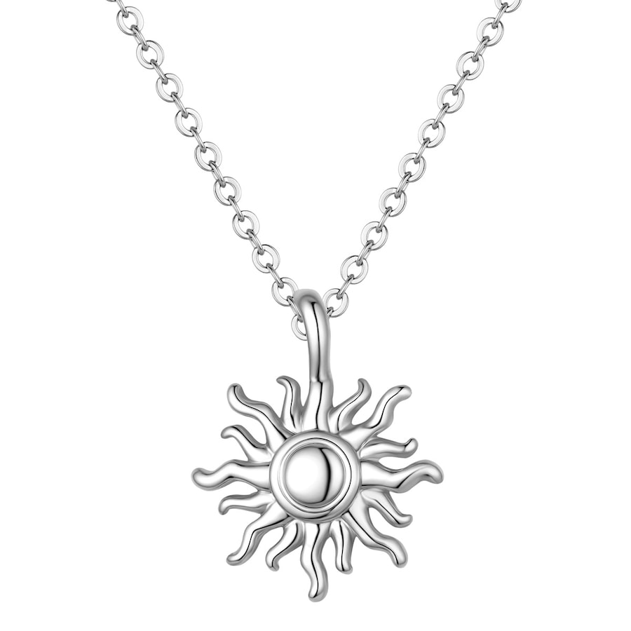 Lulu & Jane Halskette Sonne aus Messing in silber mit Zirkonia 40,0 cm Basislänge + 7,0 Verlängerung Damen