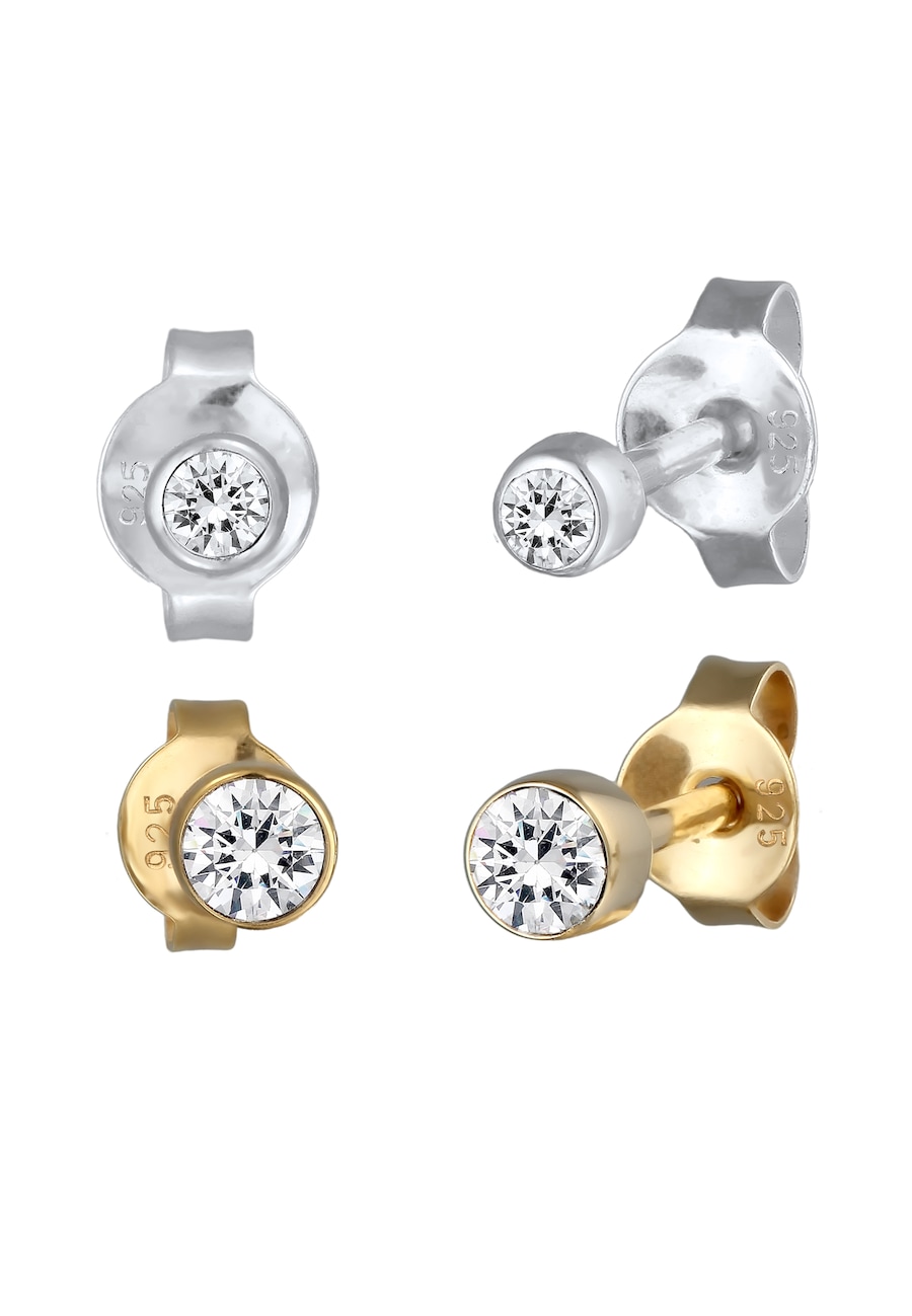 Elli Ohrringe Set Basic 925 Silber, mit Kristallen von Swarovski Zweifarbig Damen