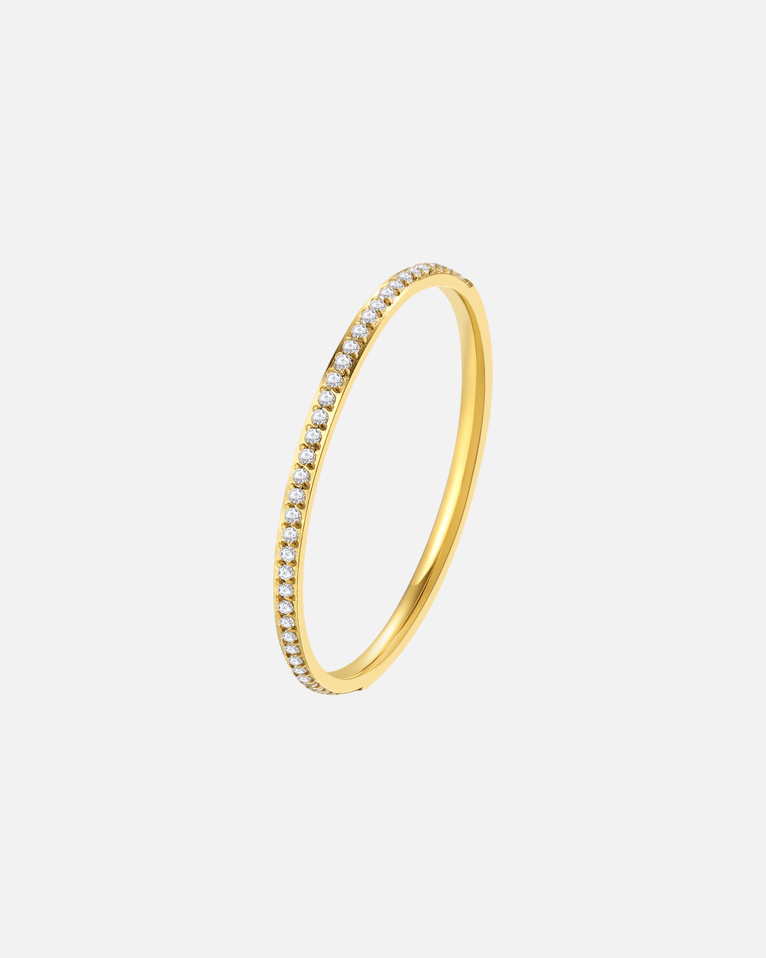 Ring für Weiblich Hey Happiness Default Brand Line Band Ring aus vergoldetem Edelstahl mit Zirkonia 57