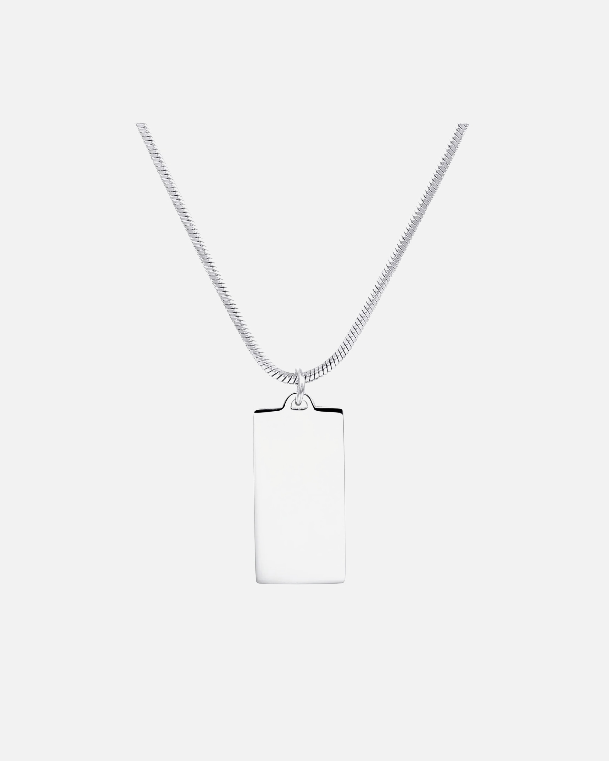 Halskette für Weiblich Hey Happiness Default Brand Line Halskette mit rechteckigem Anhänger aus Edelstahl Silber