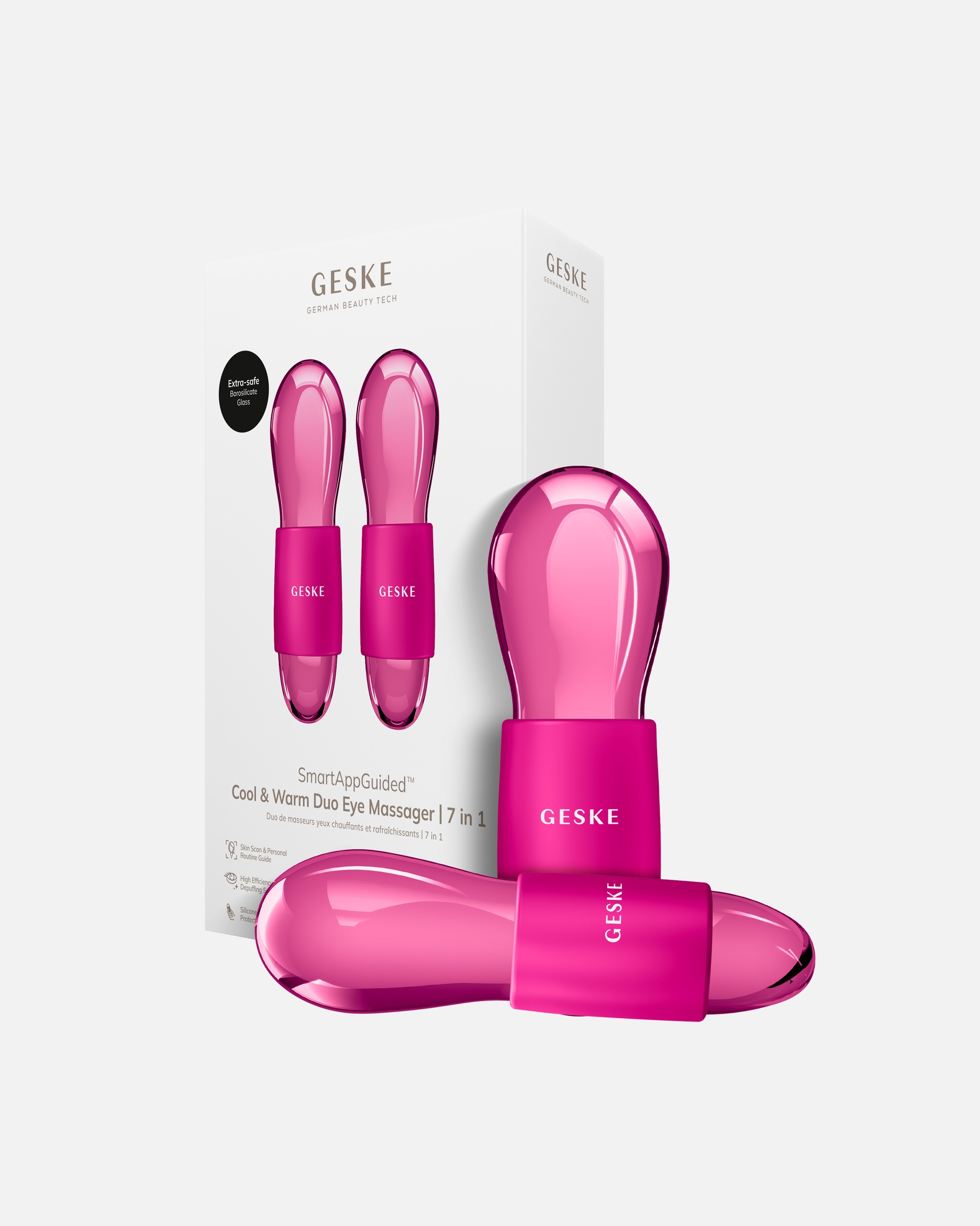 Elektrisches Gesichtsmassagegerät für Unisex GESKE GESKE SmartAppGuided™ Cool & Warm Duo Eye Massager | 7 in 1 Magenta