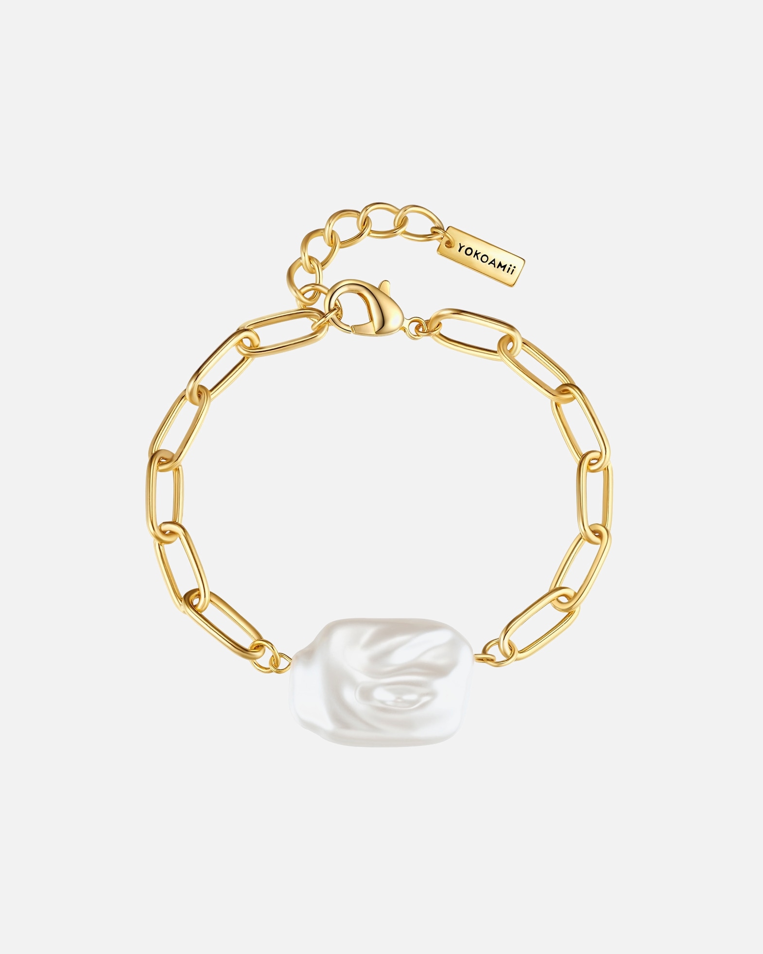 Armband für Weiblich Yokoamii Armband aus Metall-Legierung in Gelbgold mit Perle (synth.) 18,0 cm Basislänge + 3,0 cm Verlängerung