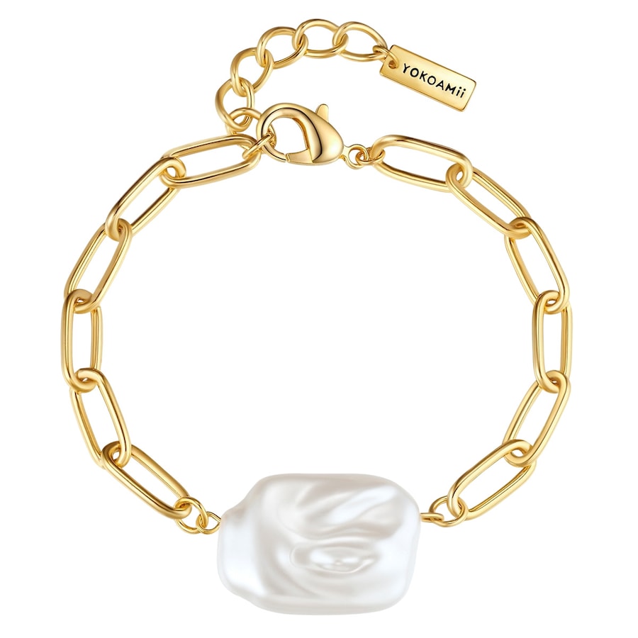 Yokoamii Armband aus Metall-Legierung in Gelbgold mit Perle (synth.) 18,0 cm Basislänge + 3,0 Verlängerung Damen