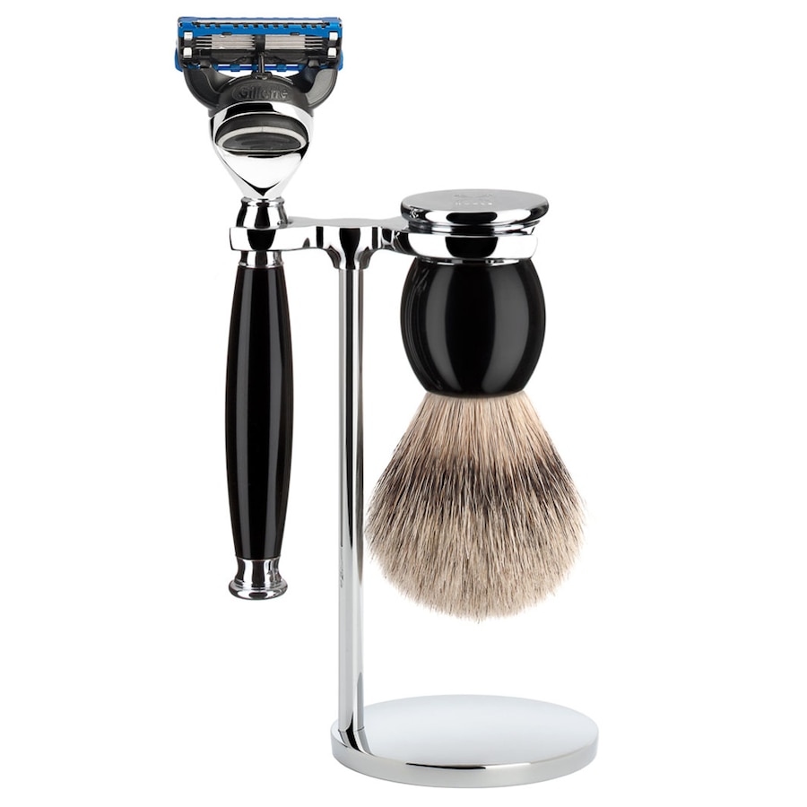 Mühle SOPHIST 3-tlg. Silberspitz Rasier-Set Griffe schwarz - FUSION Herren
