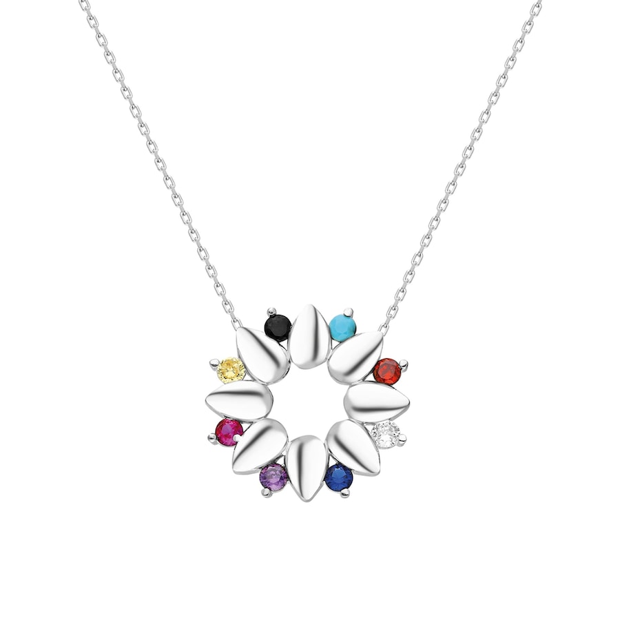 dKeniz Anhänger mit Kette 925/- Sterling Silber Zirkonia multi 45,5+7,5cm Weiss Damen