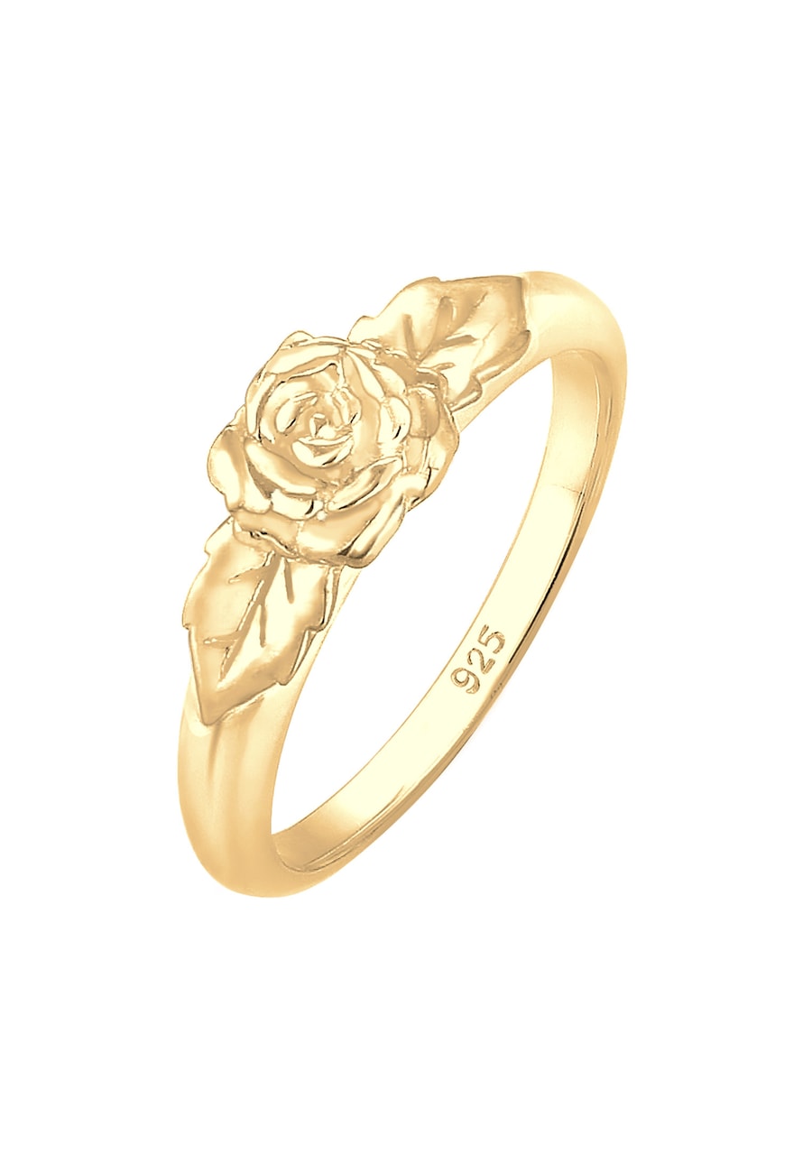 Elli Bandring Rose Blume Vintage Look Trend 925 Silber 56 Damen