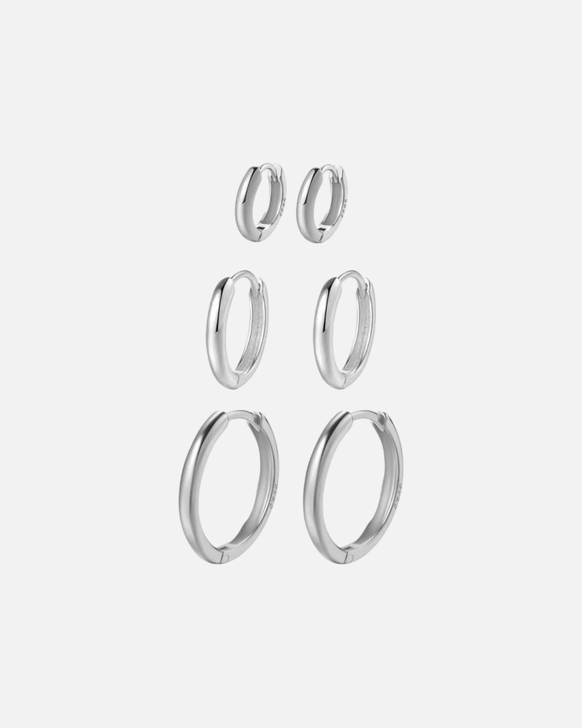 Ohrringe für Weiblich Hey Happiness Default Brand Line 3er Creolen-Set aus 925er Silber Silber