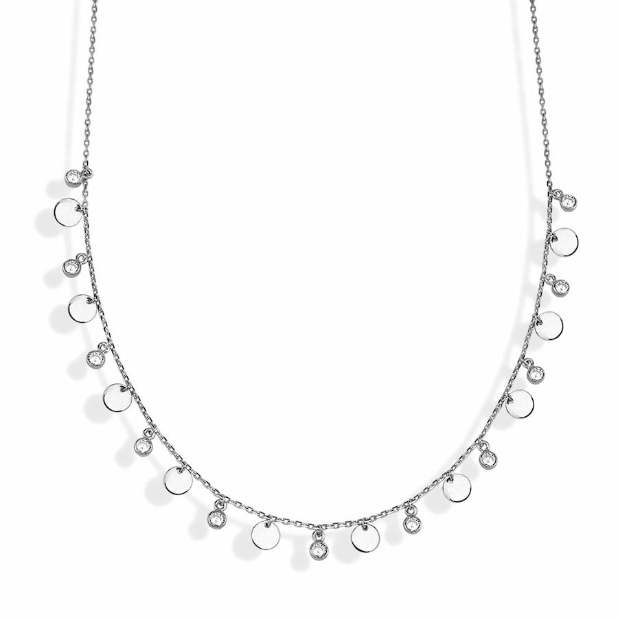 dKeniz Anhänger mit Kette 925/- Sterling Silber Zirkonia weiß 42 cm + 3cm Weiss Damen