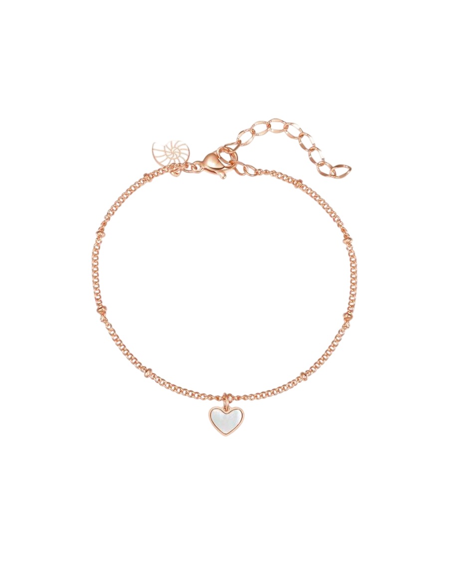 Hey Happiness Herz-Armband aus Edelstahl mit Muscheleinsatz Rosegold Nude Damen