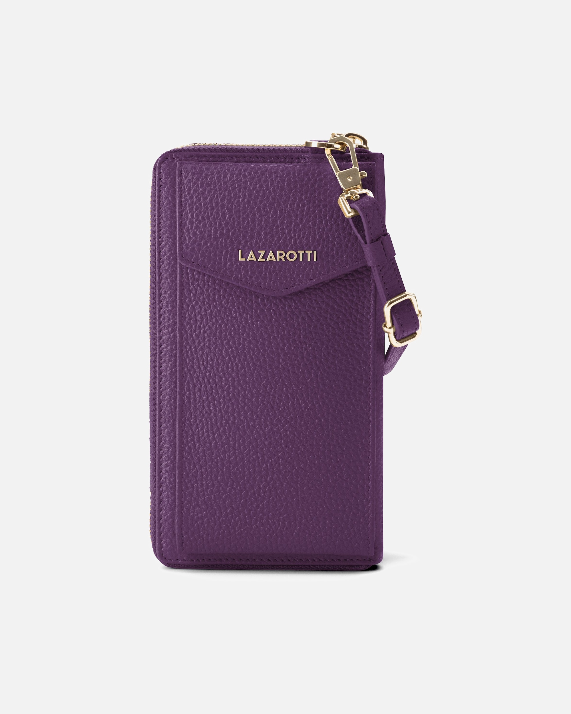 Handy Accessoire für Weiblich Lazarotti Bologna Leather Zip-Around Geldbörse Handytasche Leder 19 cm purple