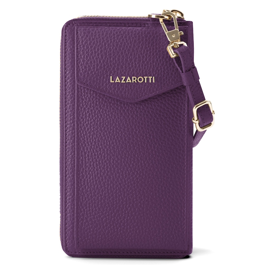 Lazarotti Bologna Leather Zip-Around Geldbörse Handytasche Leder 19 cm purple Blau Damen