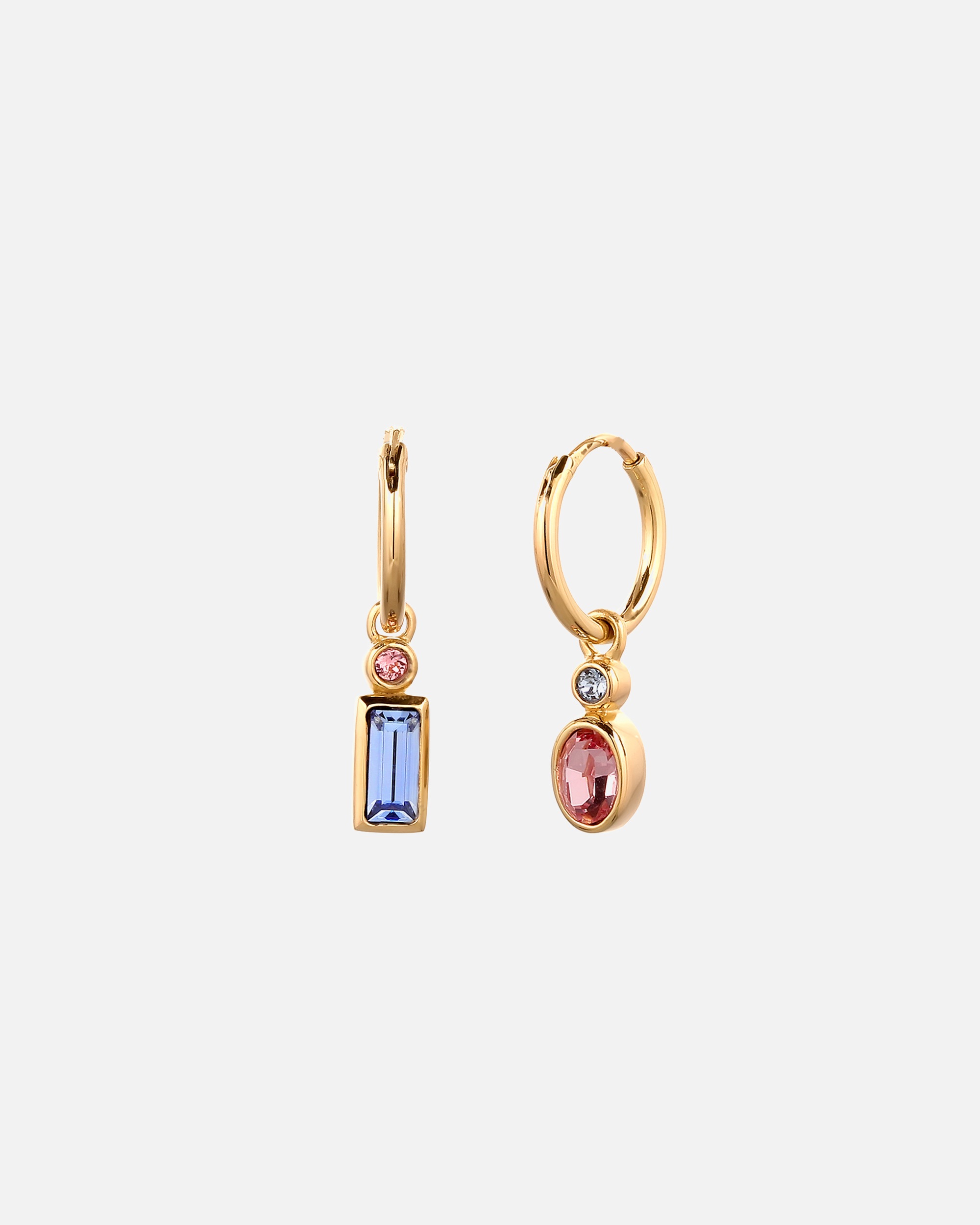 Ohrringe für Weiblich Elli Creolen Rechteck Pink Blau 925 Sterling Silber vergoldet, mit Kristallen von Swarovski® OneSize