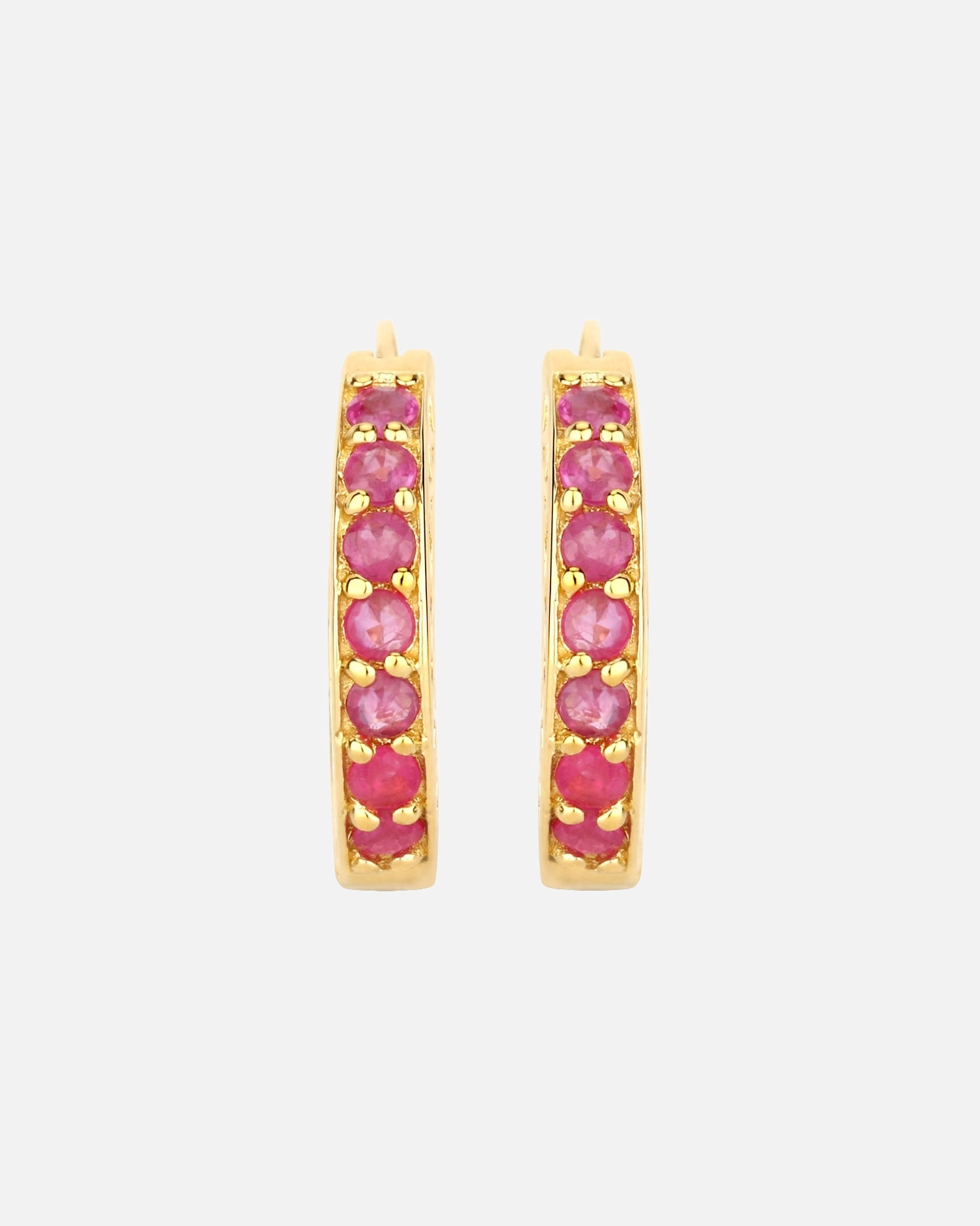 Creolen für Weiblich Rafaela Donata Ohrringe Sterling Silber Saphir in Gelbgold Pink